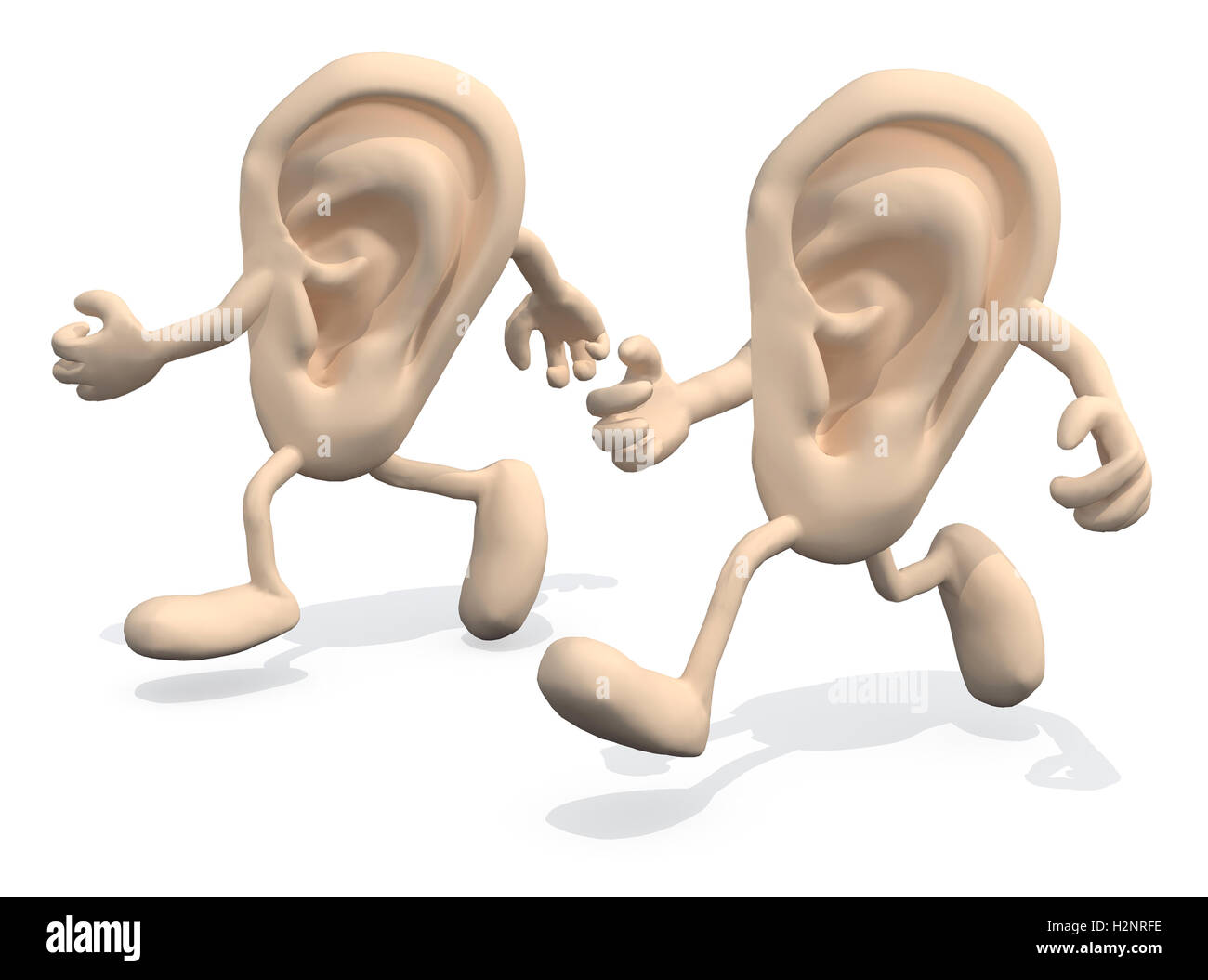 Deux oreilles avec les bras et les jambes qui courent, 3d illustration Banque D'Images