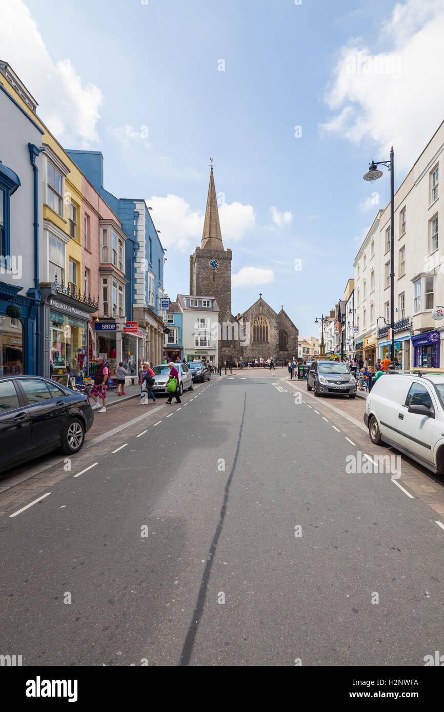 Le centre-ville de Tenby Banque D'Images