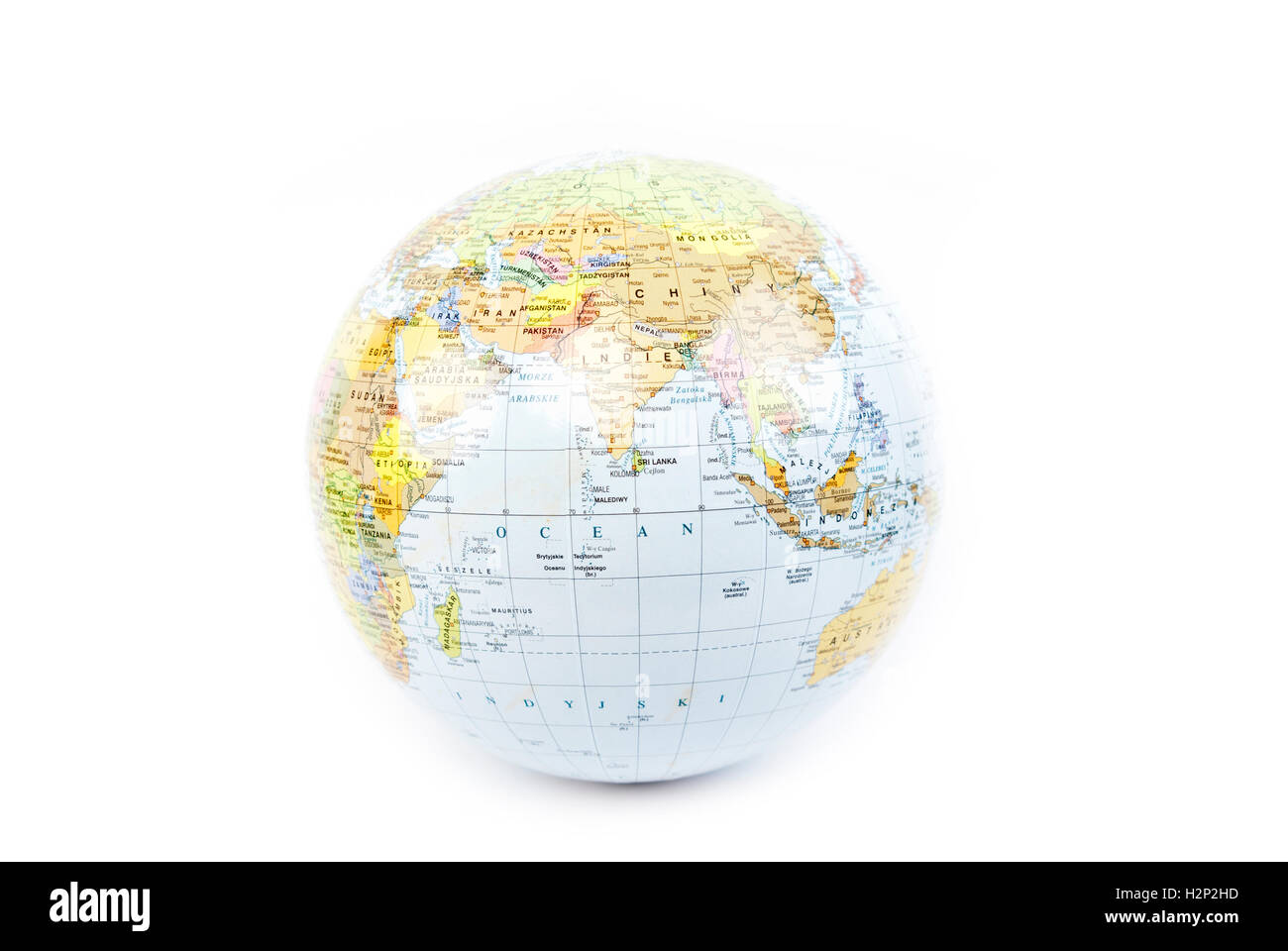 Globe terrestre sur la couleur blanche Banque D'Images