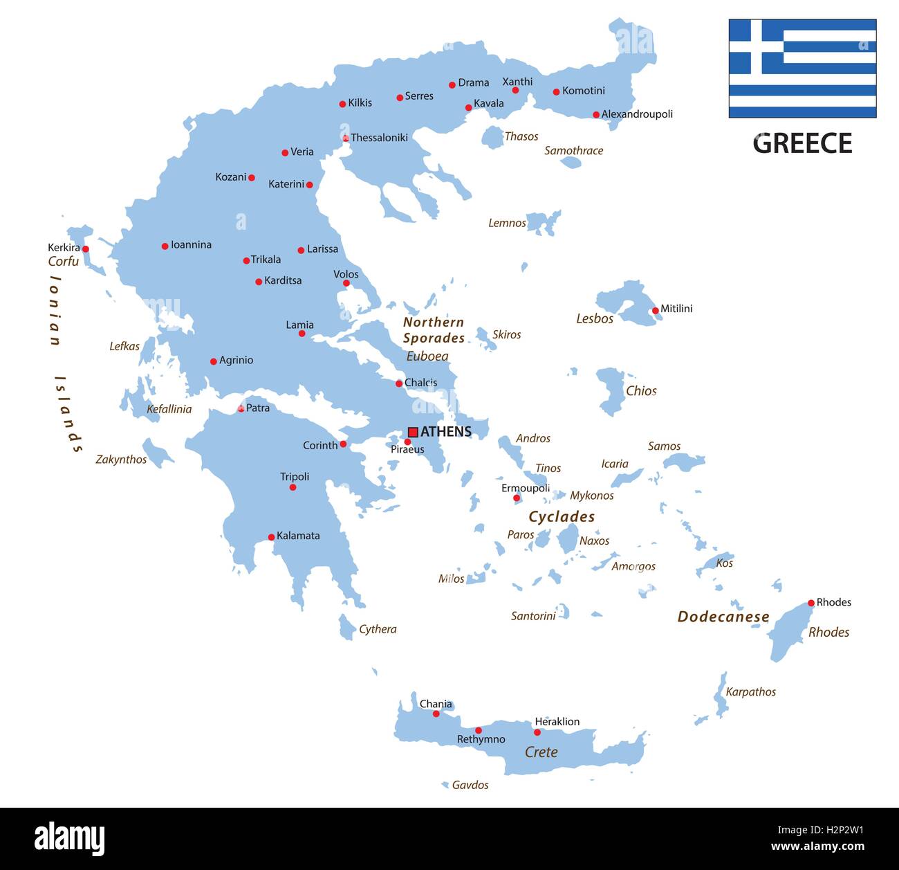 Grèce carte avec drapeau Illustration de Vecteur