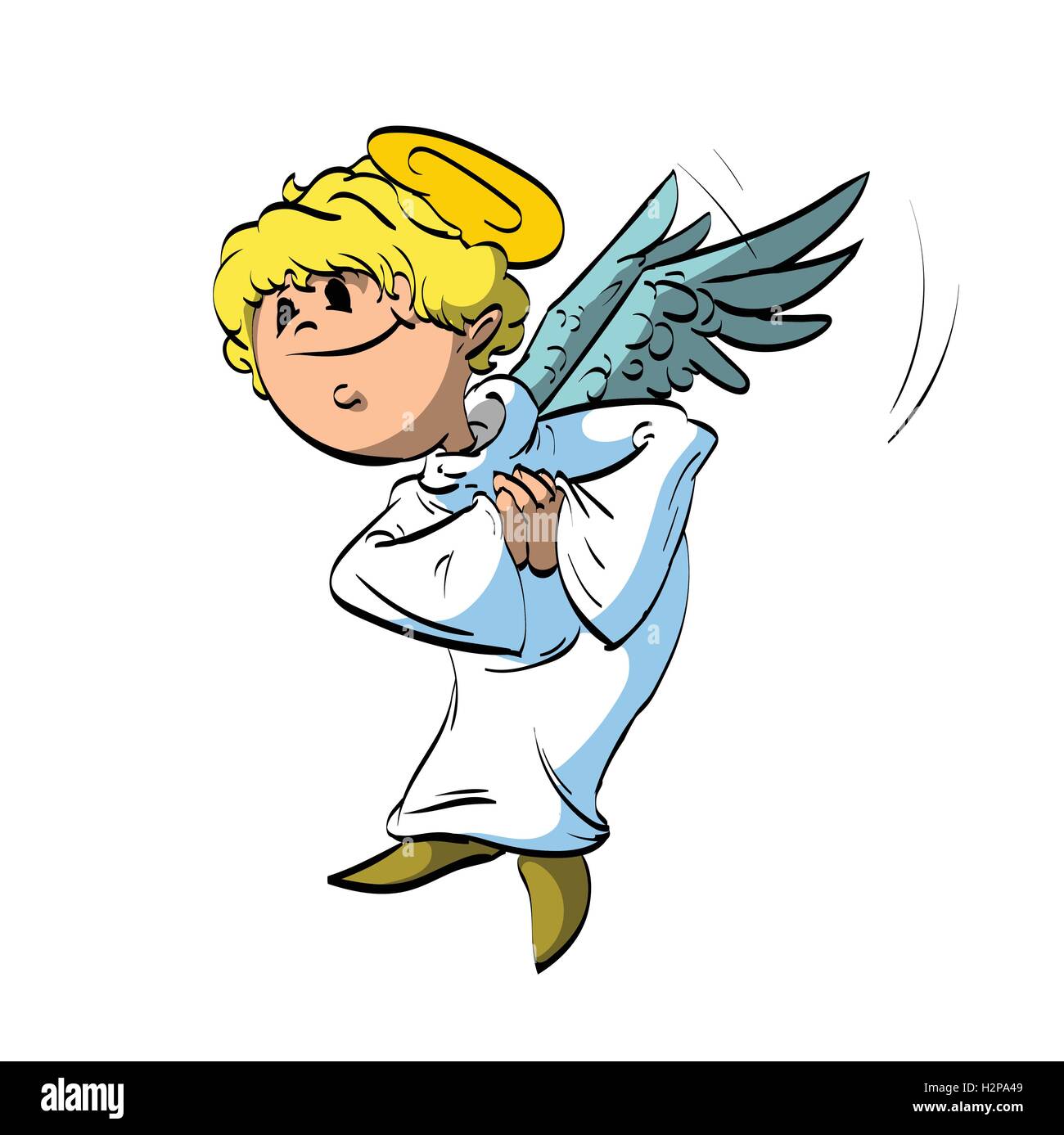 Colorful vector illustration d'un cartoon ange avec robe blanche et des cheveux blonds Illustration de Vecteur