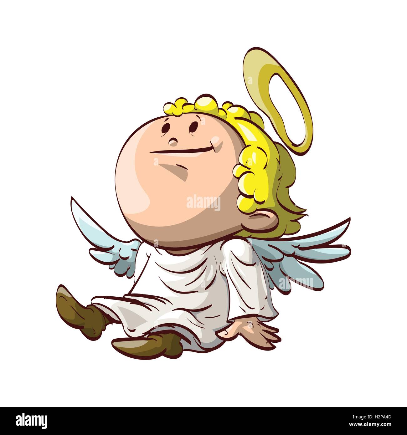 Colorful vector illustration d'un cute cartoon Angel de l'implantation et de porter une robe blanche. Illustration de Vecteur