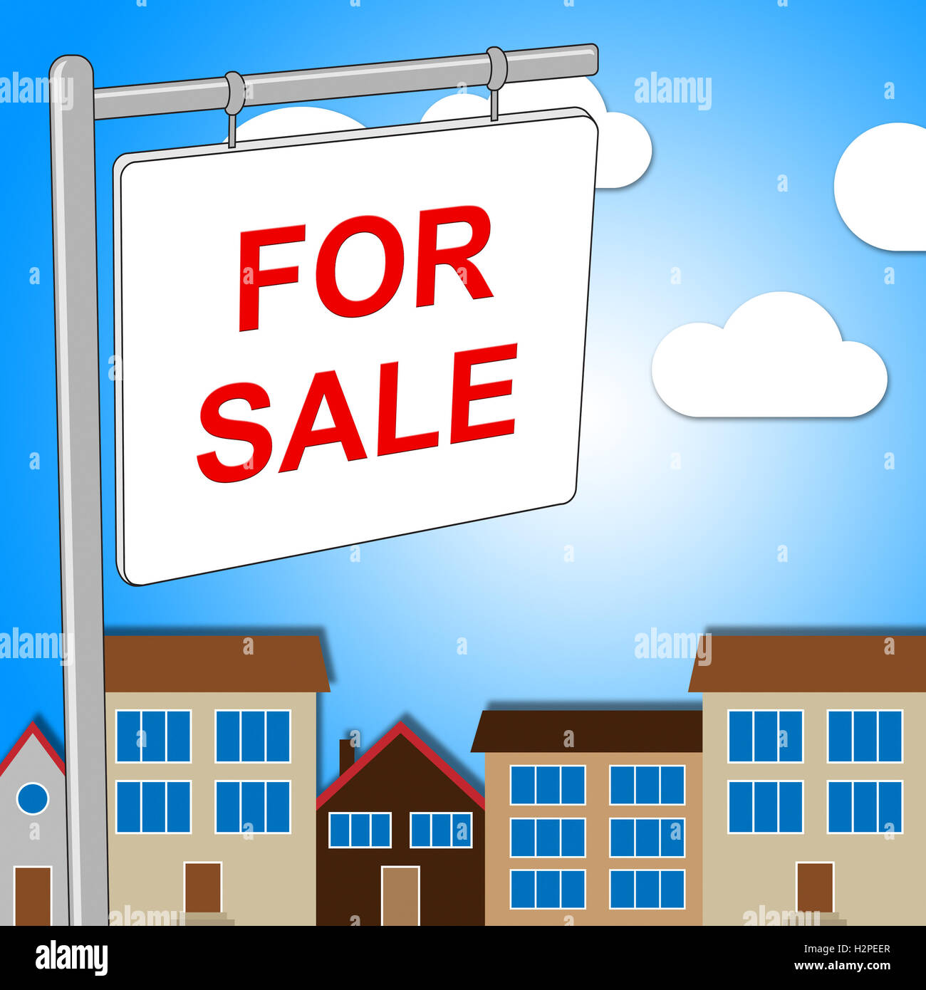 Maison à vendre sur le marché et de résidence indiquant Banque D'Images