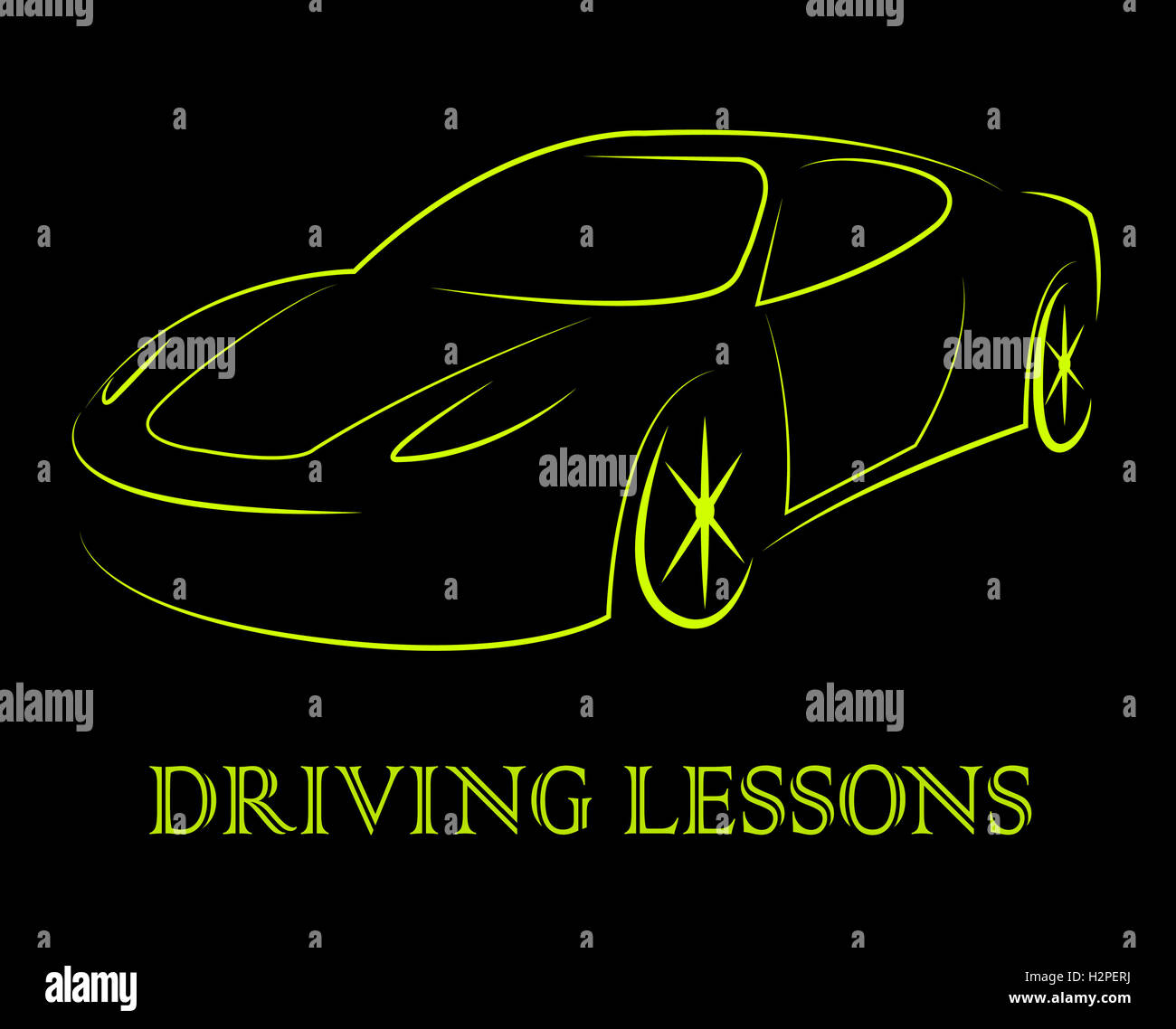 Les leçons de conduite montrant les voitures et pilotes Banque D'Images
