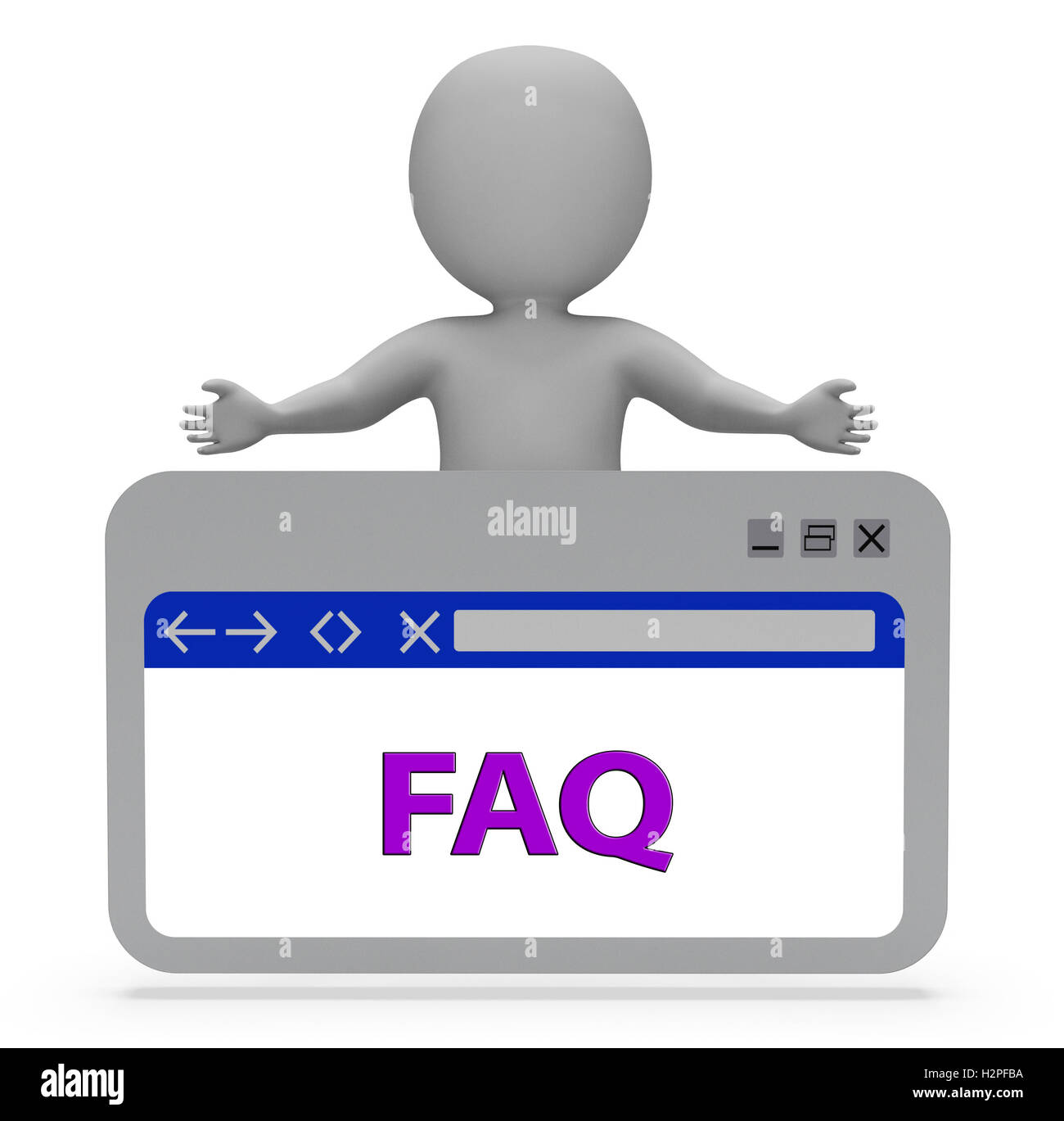 Faq Foire aux Questions Page Web montrant le rendu 3D Banque D'Images