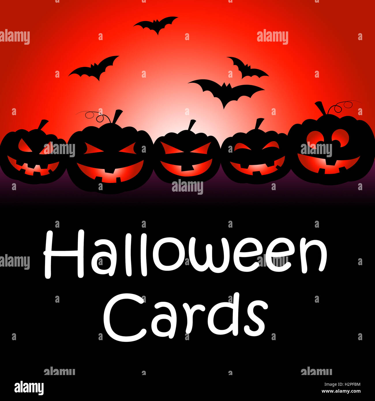 Cartes Halloween représentant Trick Or Treat et salutations Haunted Banque D'Images