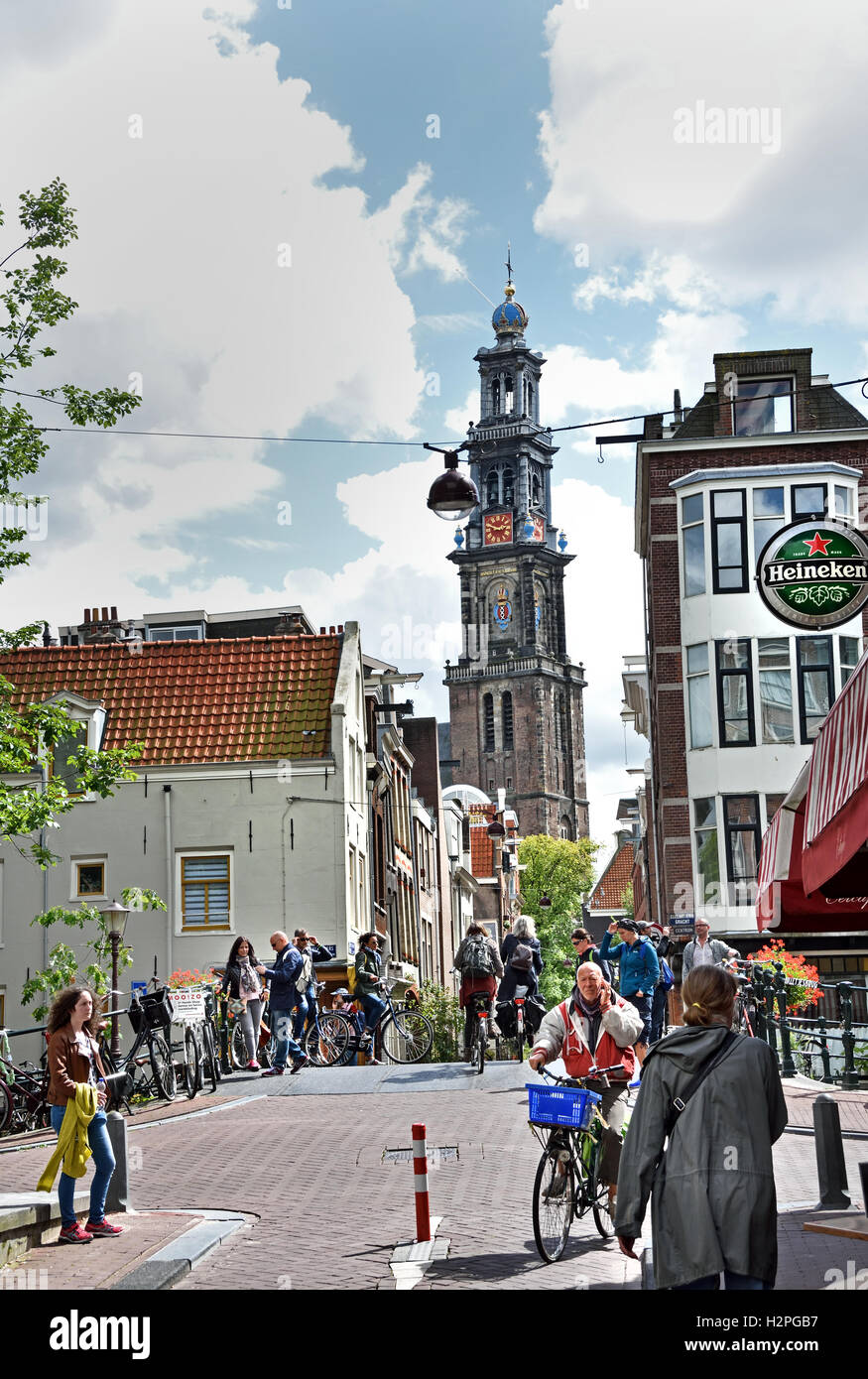Eerste Leliedwarsstraat Westerkerk - Jordaan Amsterdam Pays-Bas Banque D'Images Eerste Leliedwarsstraat Westerkerk - Jordaan Amsterdam Pays-Bas Banque D'Images