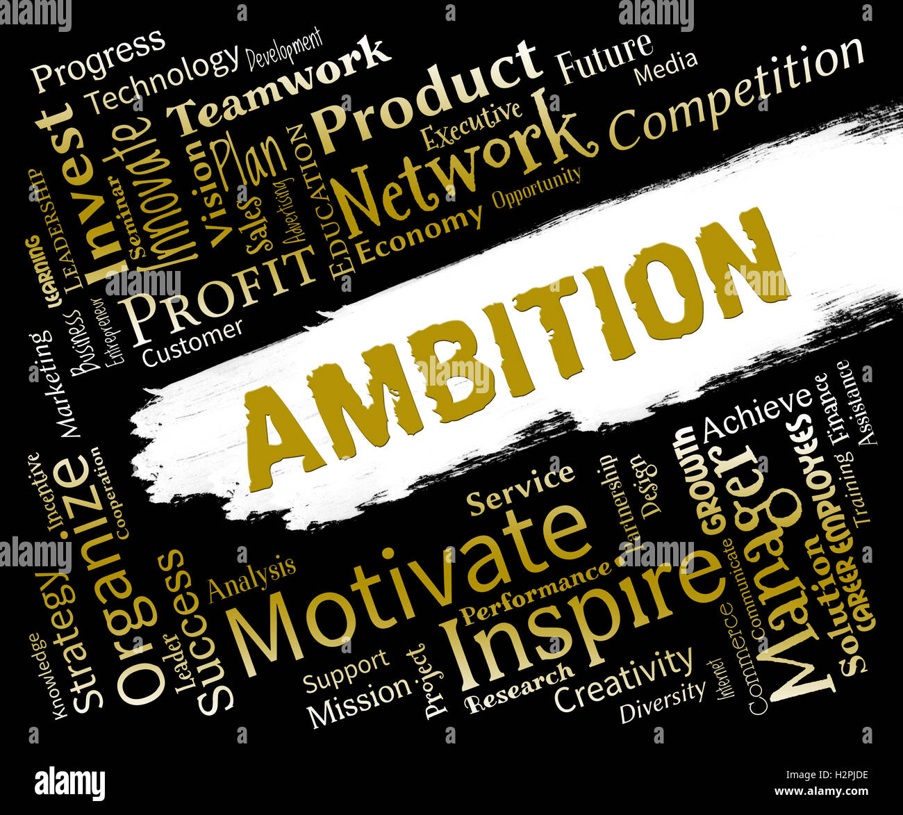 Mots Ambition montrant vise des objectifs et rêves Banque D'Images