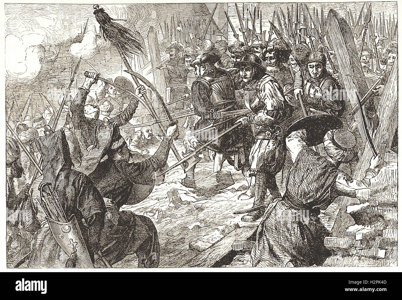 Assaut FINAL DES TURCS DANS LEUR PREMIER SIÈGE DE VIENNE (1529).- de 'Cassell's Illustrated Histoire universelle" - 1882 Banque D'Images