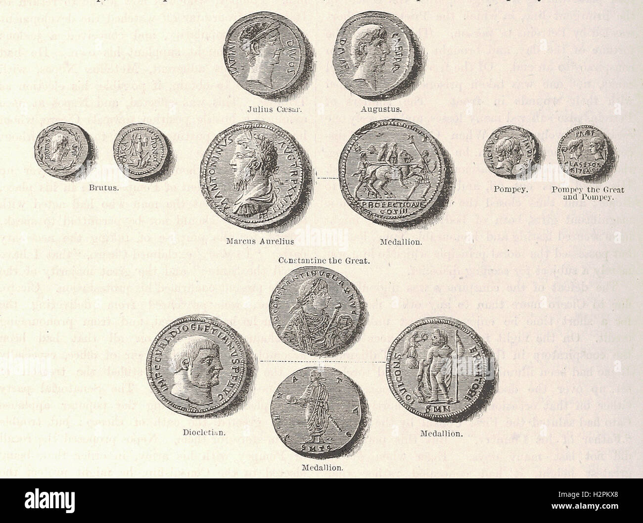 Monnaies DE LA RÉPUBLIQUE ROMAINE ET L'EMPIRE - de 'Cassell's Illustrated Histoire universelle" - 1882 Banque D'Images