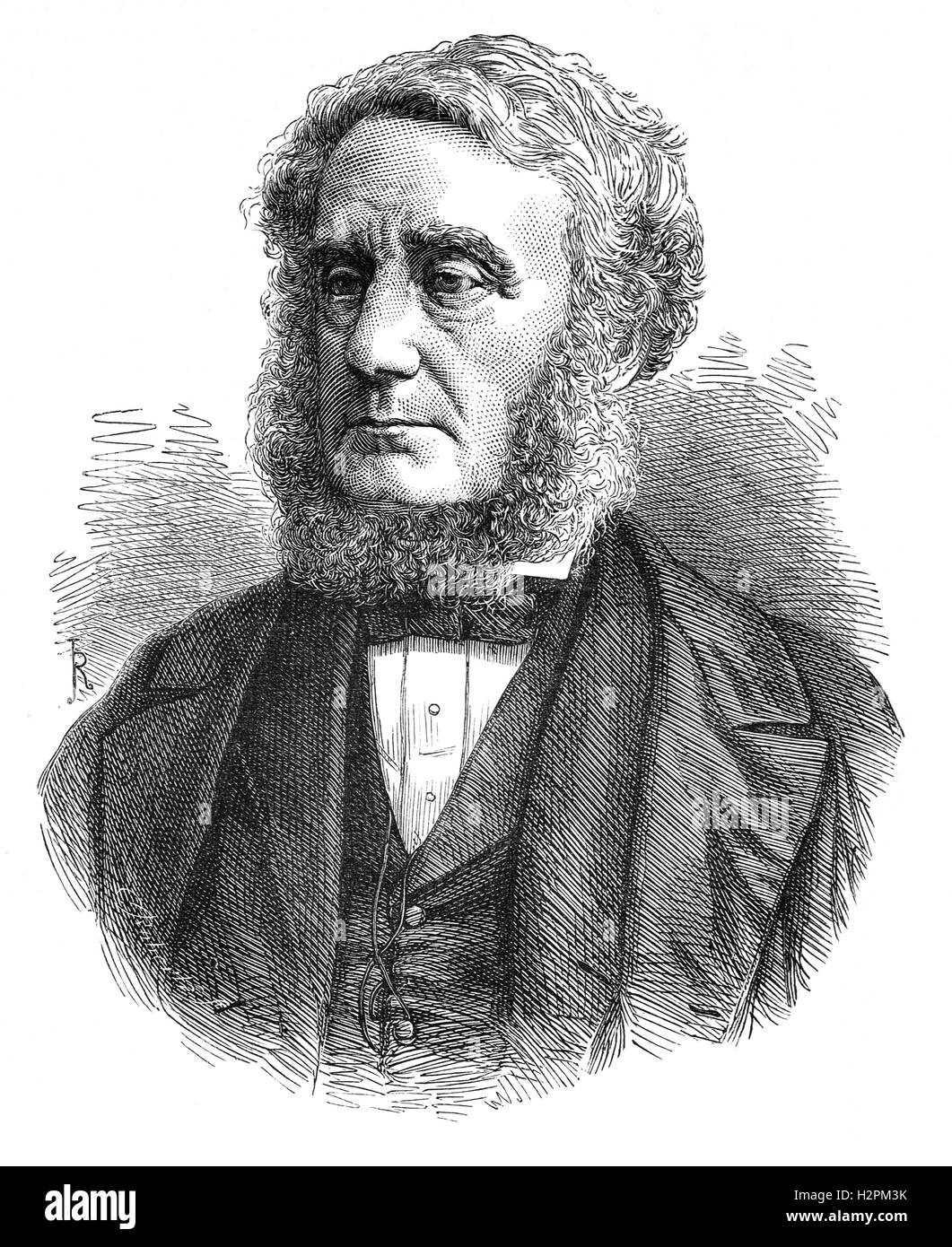 Edward Cardwell, 1er vicomte Cardwell, (1813 - 1886) était un homme politique britannique du parti libéral au cours de la moitié du 19e siècle. Il est surtout connu pour son mandat à titre de secrétaire d'État à la guerre entre 1868 et 1874 et les réformes de l'armée britannique qui a introduit les normes professionnelles pour les officiers (y compris l'avancement au mérite plutôt que de l'acheter), et formé un accueil de la force de réserve. Banque D'Images