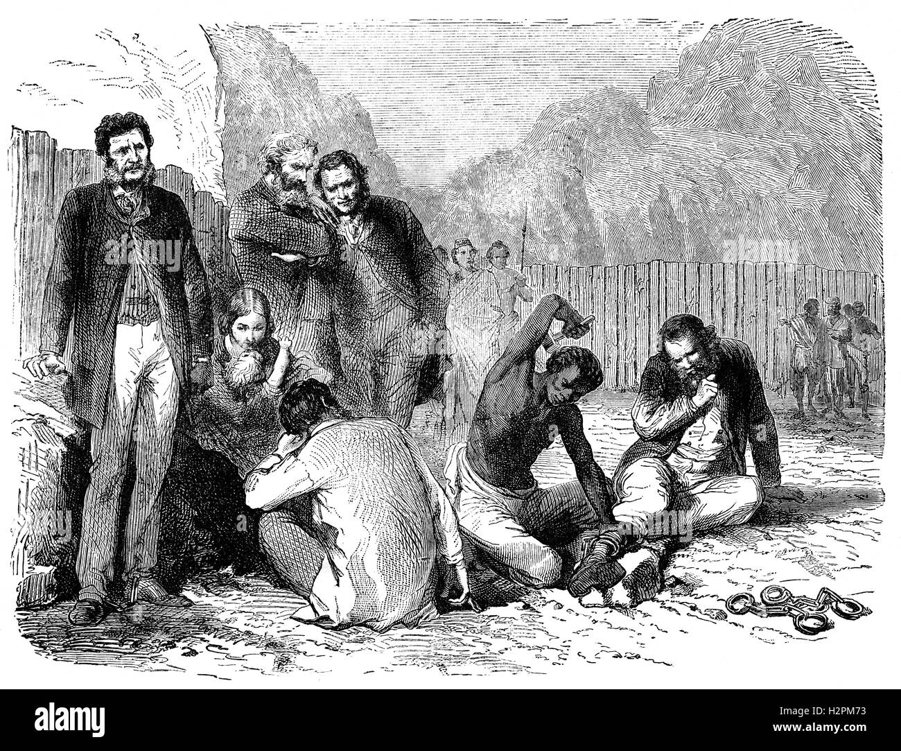 Théodore II, (1818 - 1868), Empereur d'Ethiopie a demandé au consul britannique à porter une lettre à la reine Victoria qui demandent à venir des travailleurs qualifiés pour enseigner ses sujets comment produire des armes à feu et d'autres compétences techniques. Sans réponse, il fait emprisonner tous les sujets britanniques en Éthiopie et les mettre aux fers. Banque D'Images