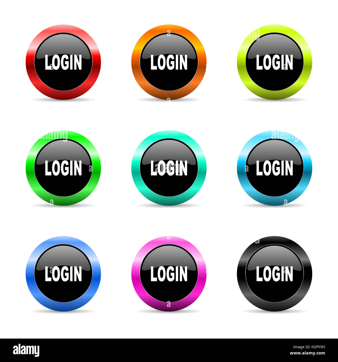 Login web icons set Banque D'Images