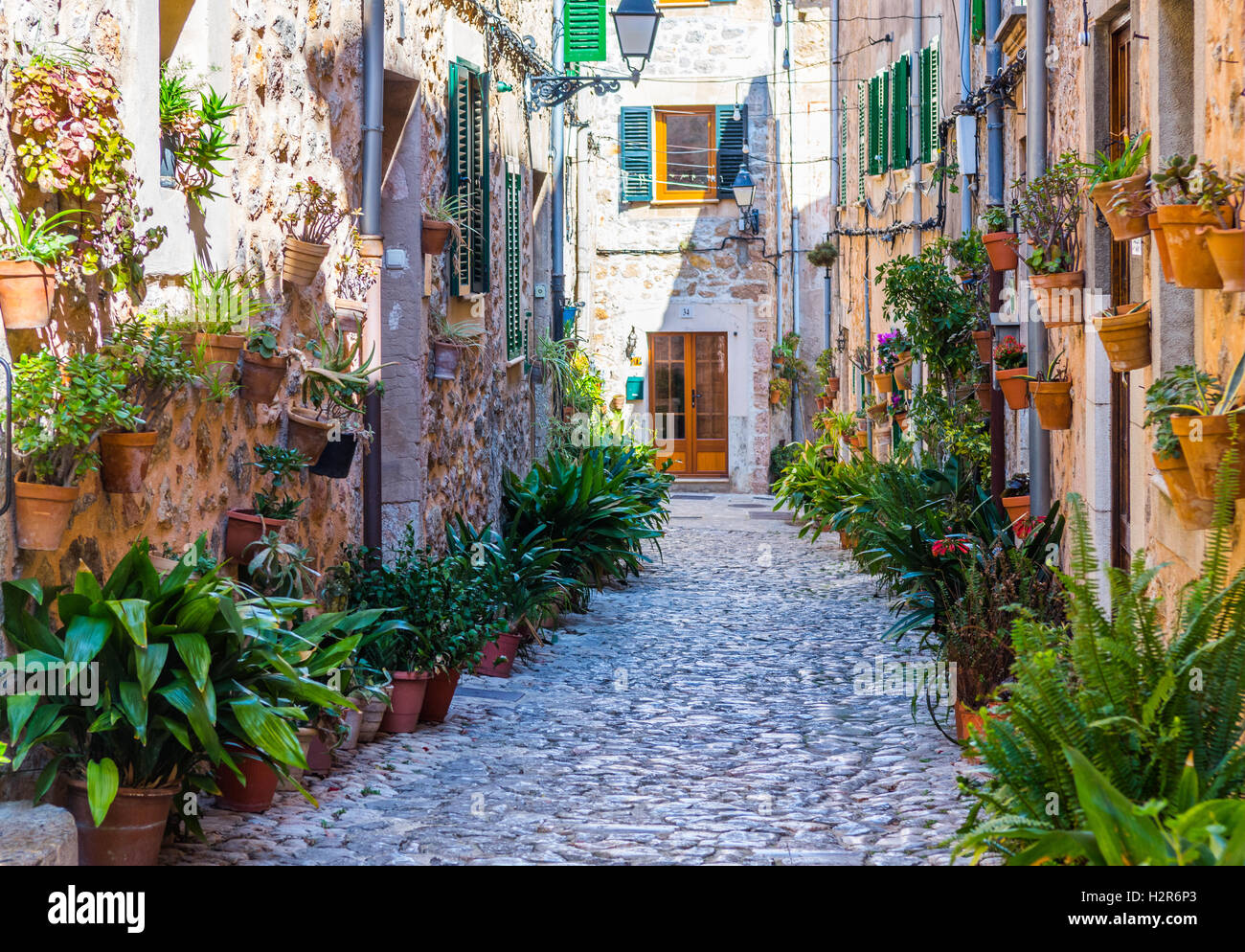Rue de l'usine à Valldemossa, Majorque Banque D'Images