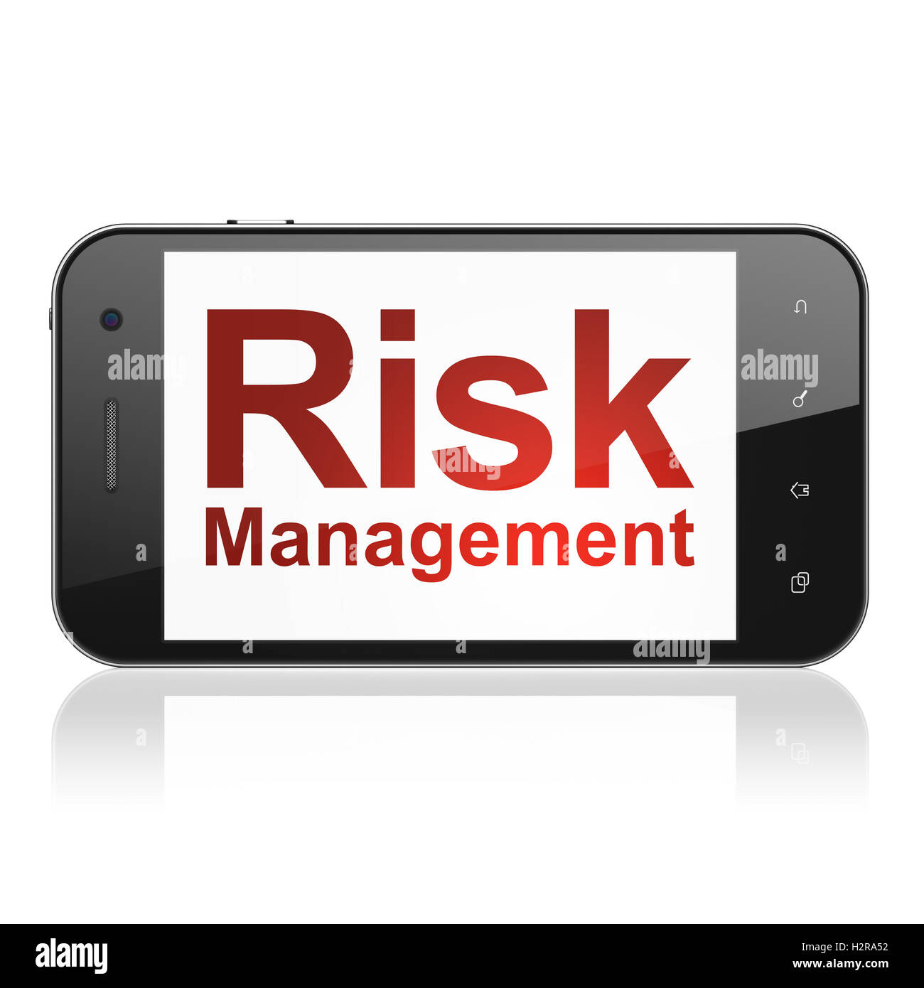 Concept d'entreprise : gestion du risque sur le smartphone. Banque D'Images