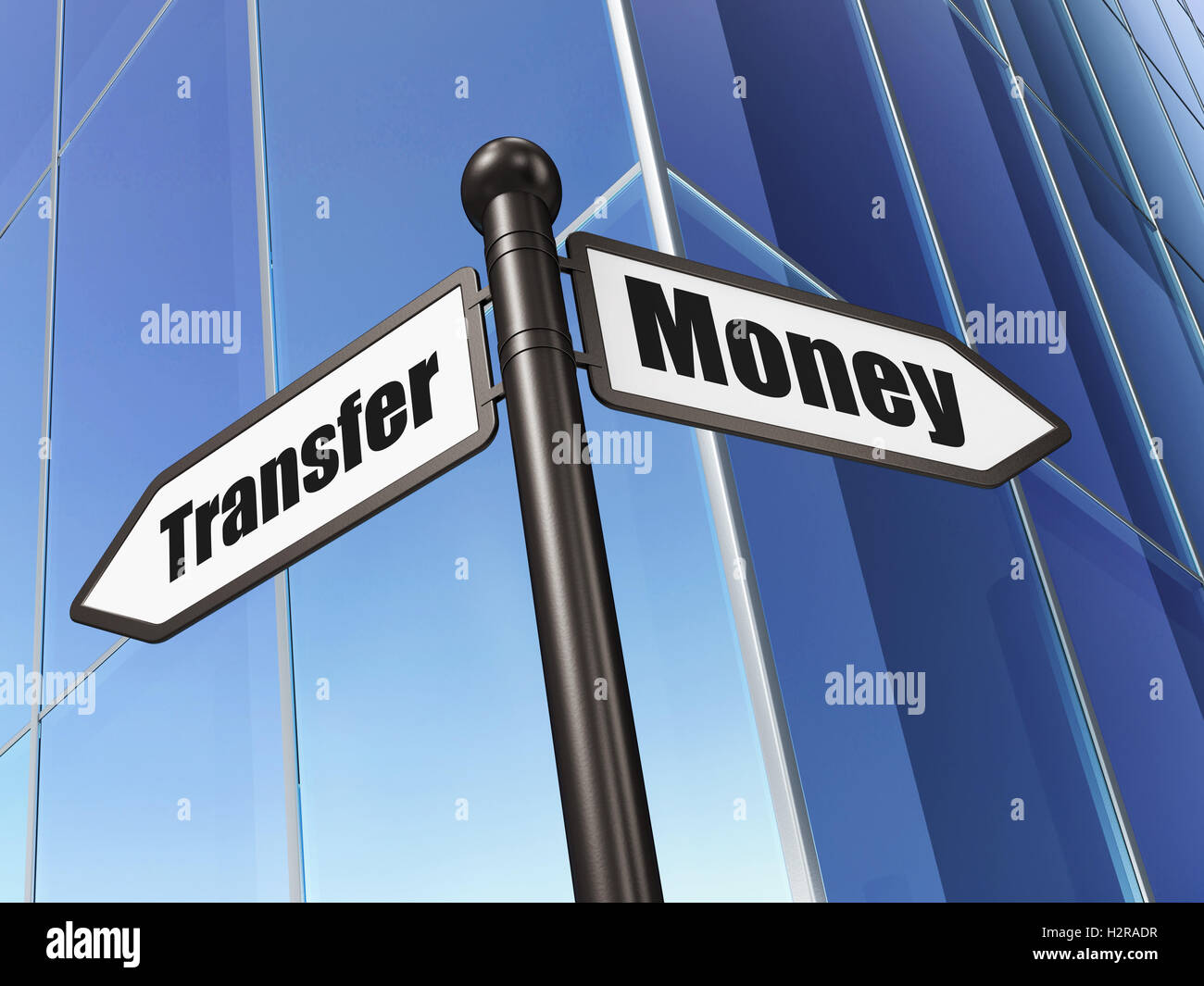 Finances concept : signer le transfert d'argent sur la création d'arrière-plan Banque D'Images