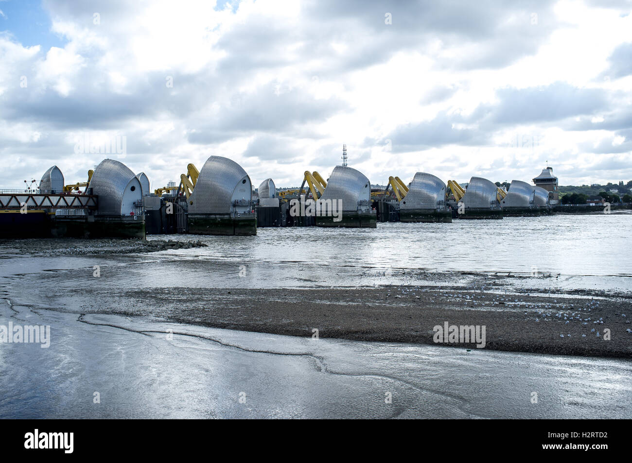 Londres, 2 octobre 2016. Fermeture annuelle de la Thames Barrier pour travaux d'ingénierie sont recommandés. Credit : Alberto Pezzali/Alamy live news Banque D'Images