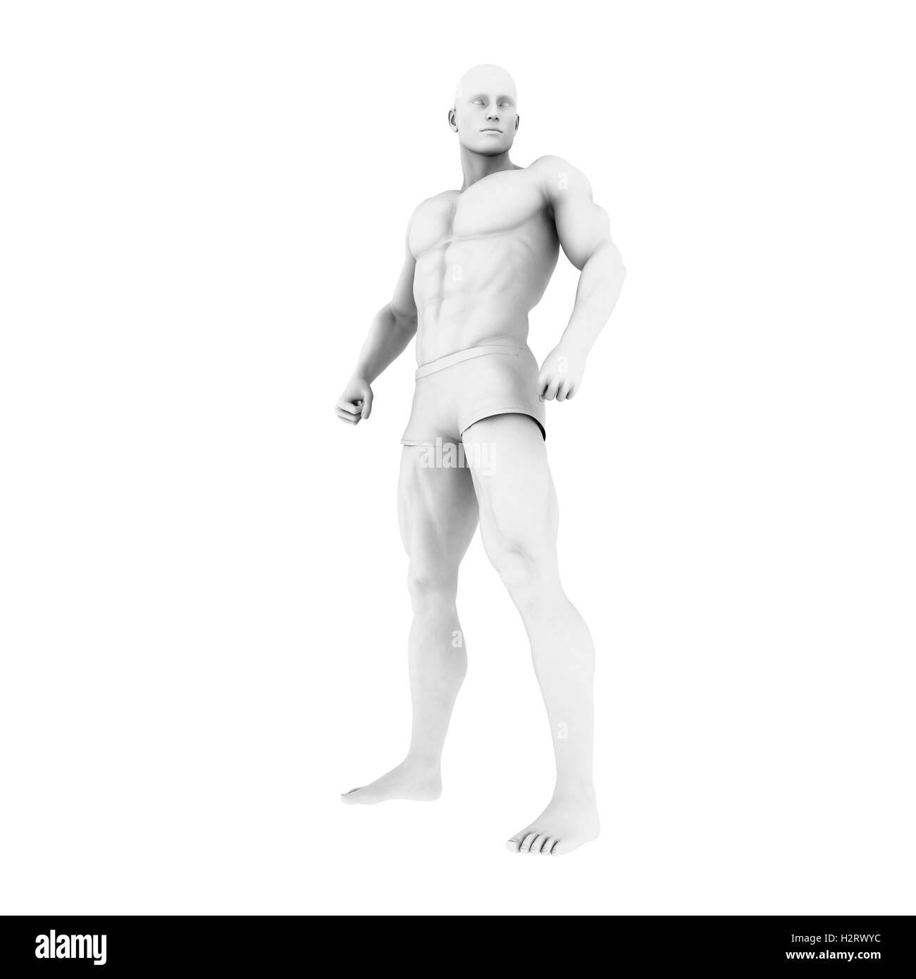 Super Héros posent avec un homme dans le rendu 3d illustration Banque D'Images