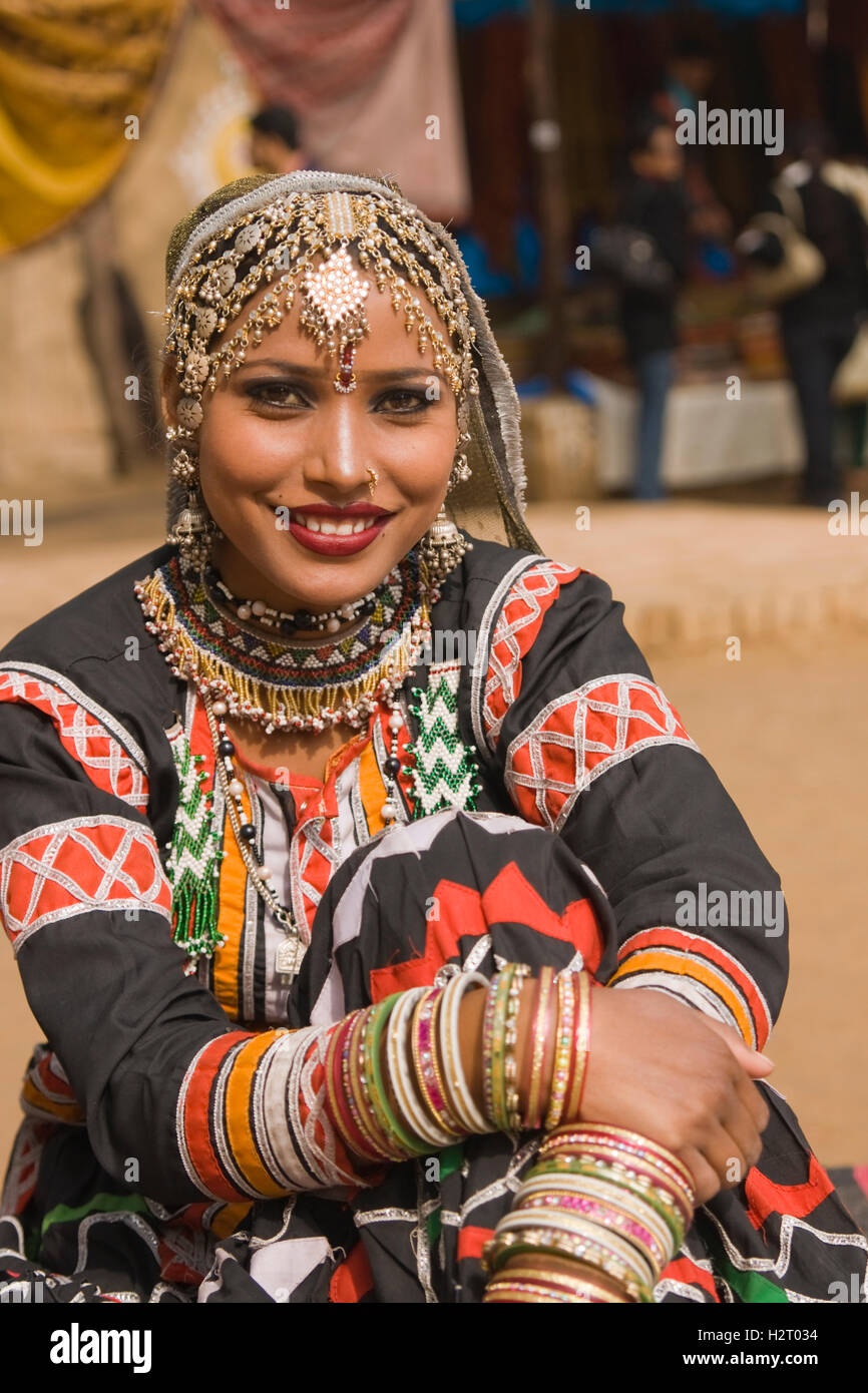 Portrait d'une danseuse kalbelia. Banque D'Images