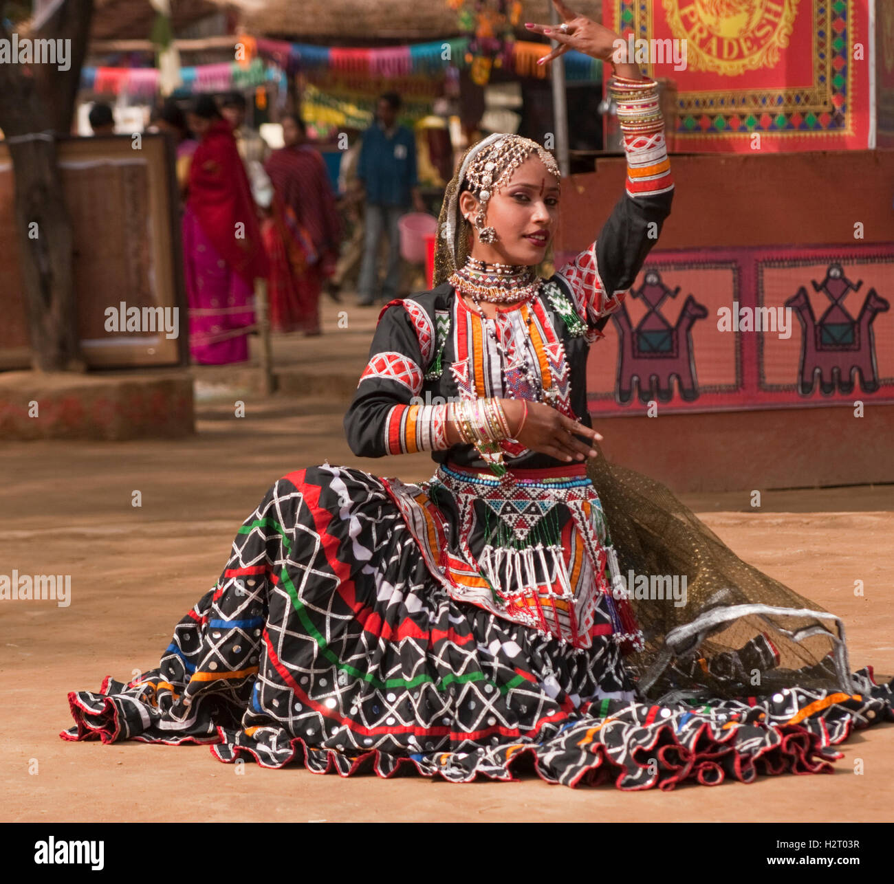 Portrait d'une danseuse kalbelia. Banque D'Images