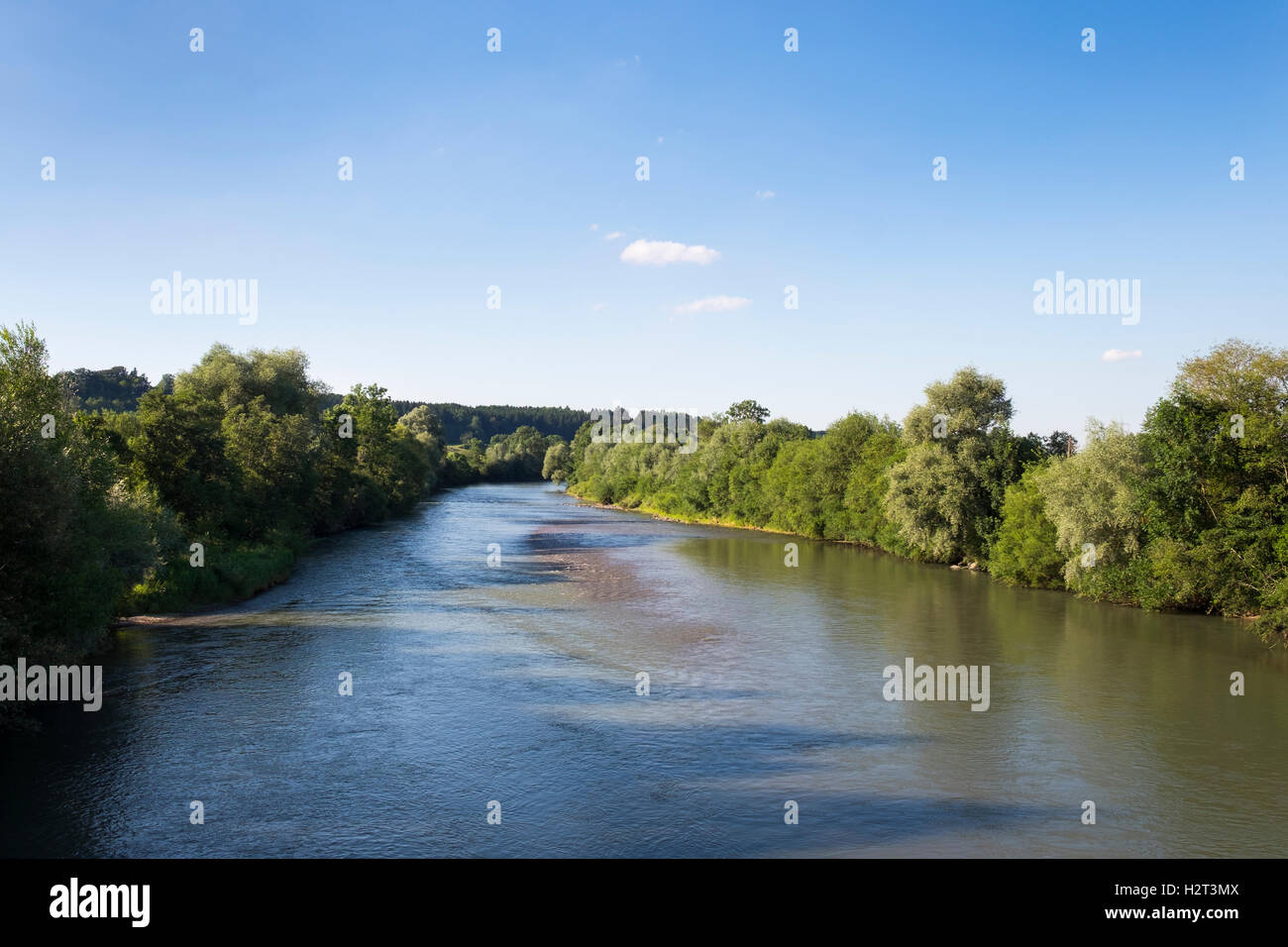 Rivière iller à Martin Zell, supérieur, de l'Allgäu, l'Allgäu souabe, Bavière, Allemagne Banque D'Images