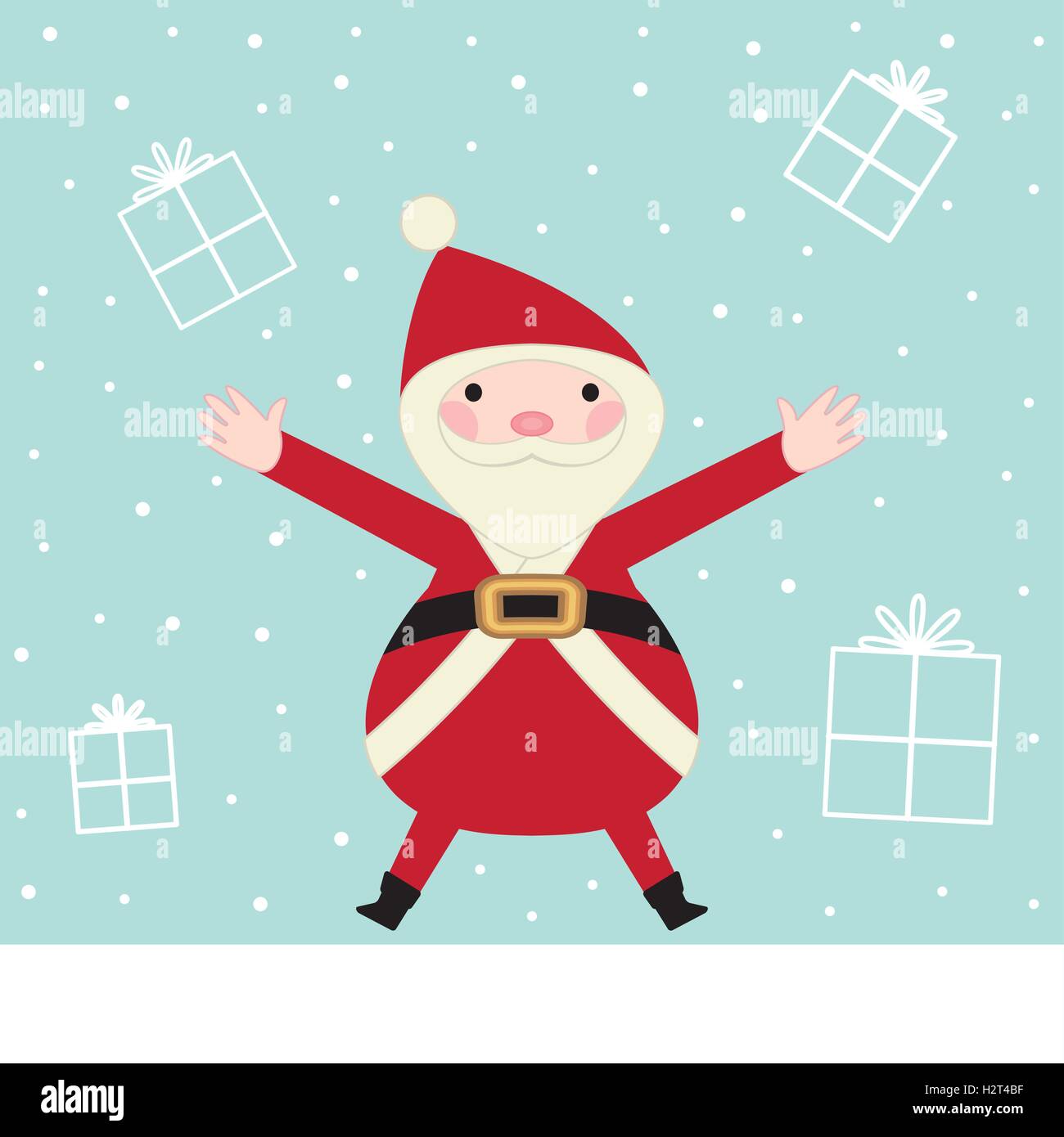 Retro vector illustration du Père Noël jouant avec des flocons Illustration de Vecteur