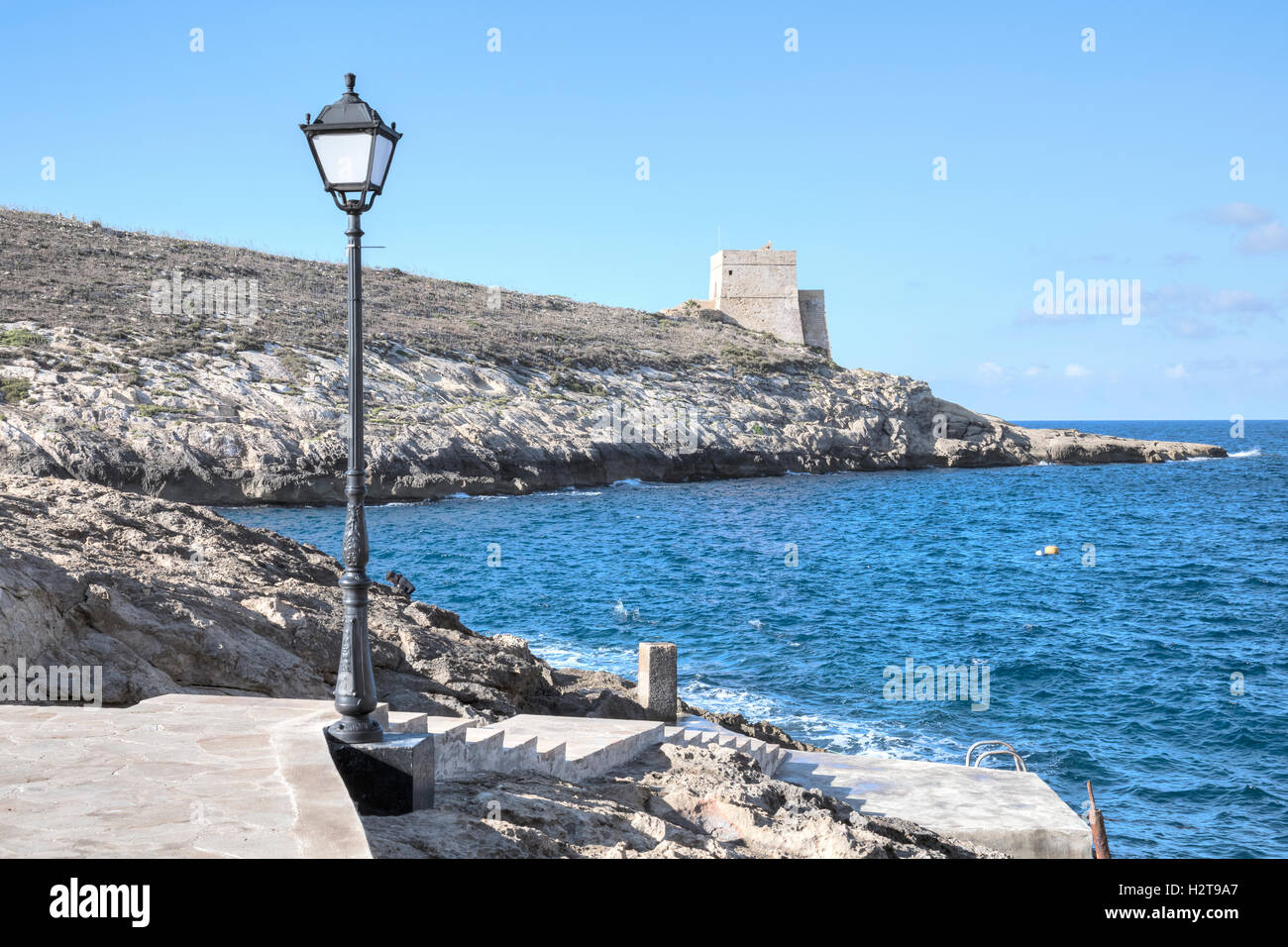 Baie de Xlendi, Xlendi Tower, Gozo, Malte Banque D'Images