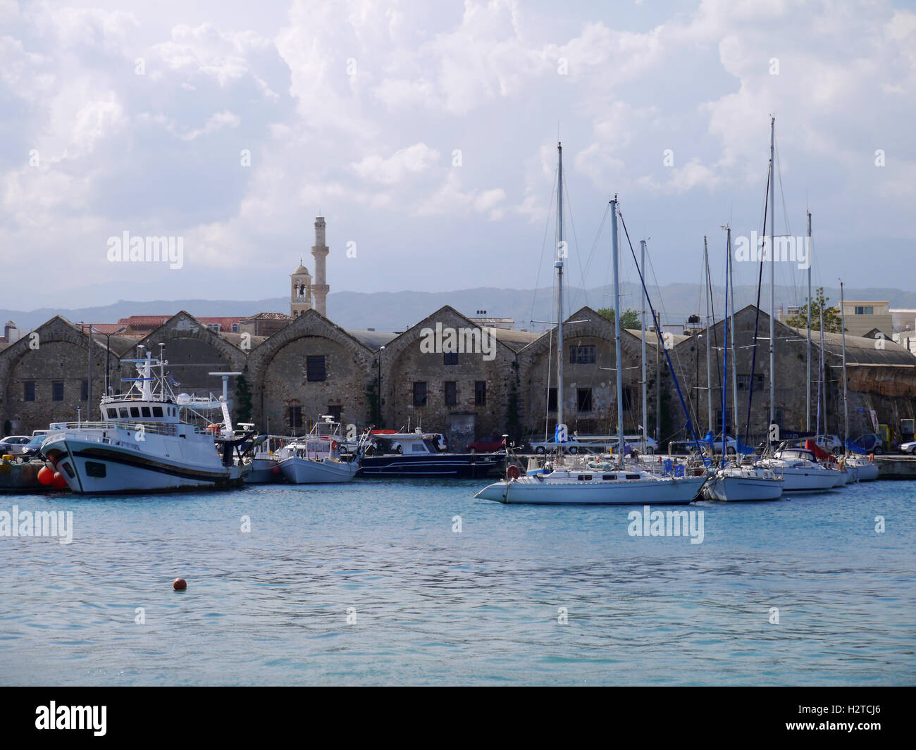 Harbour dans Cahnia, ouest de la Crète, Grèce Banque D'Images