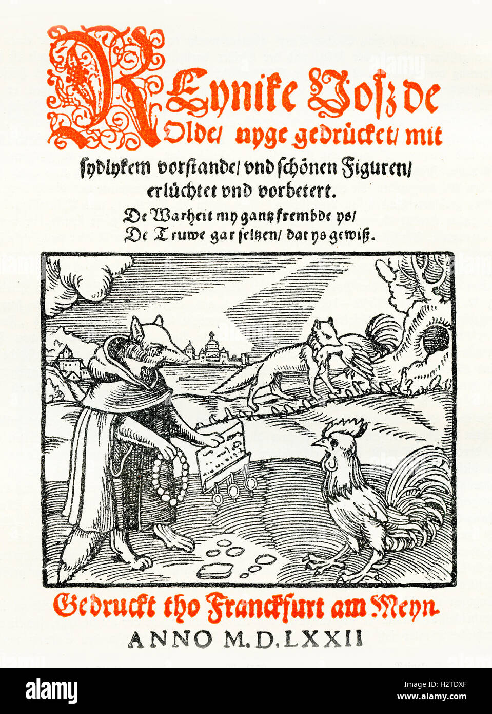 Année 1572, couverture de livre d'impression livre satirique Banque D'Images