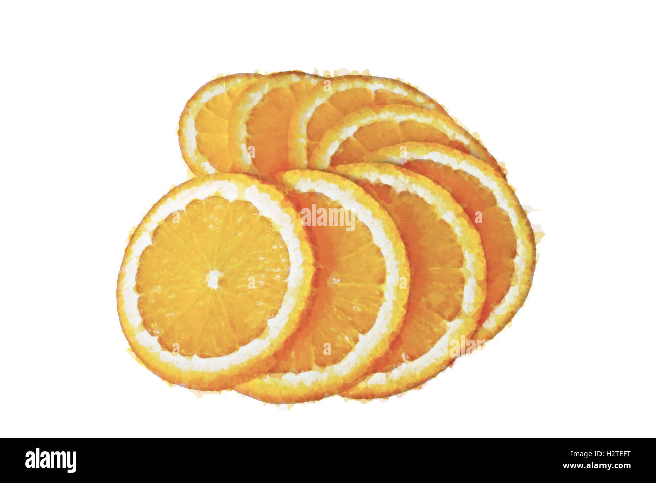 Aquarelle peinture orange sur fond blanc Banque D'Images