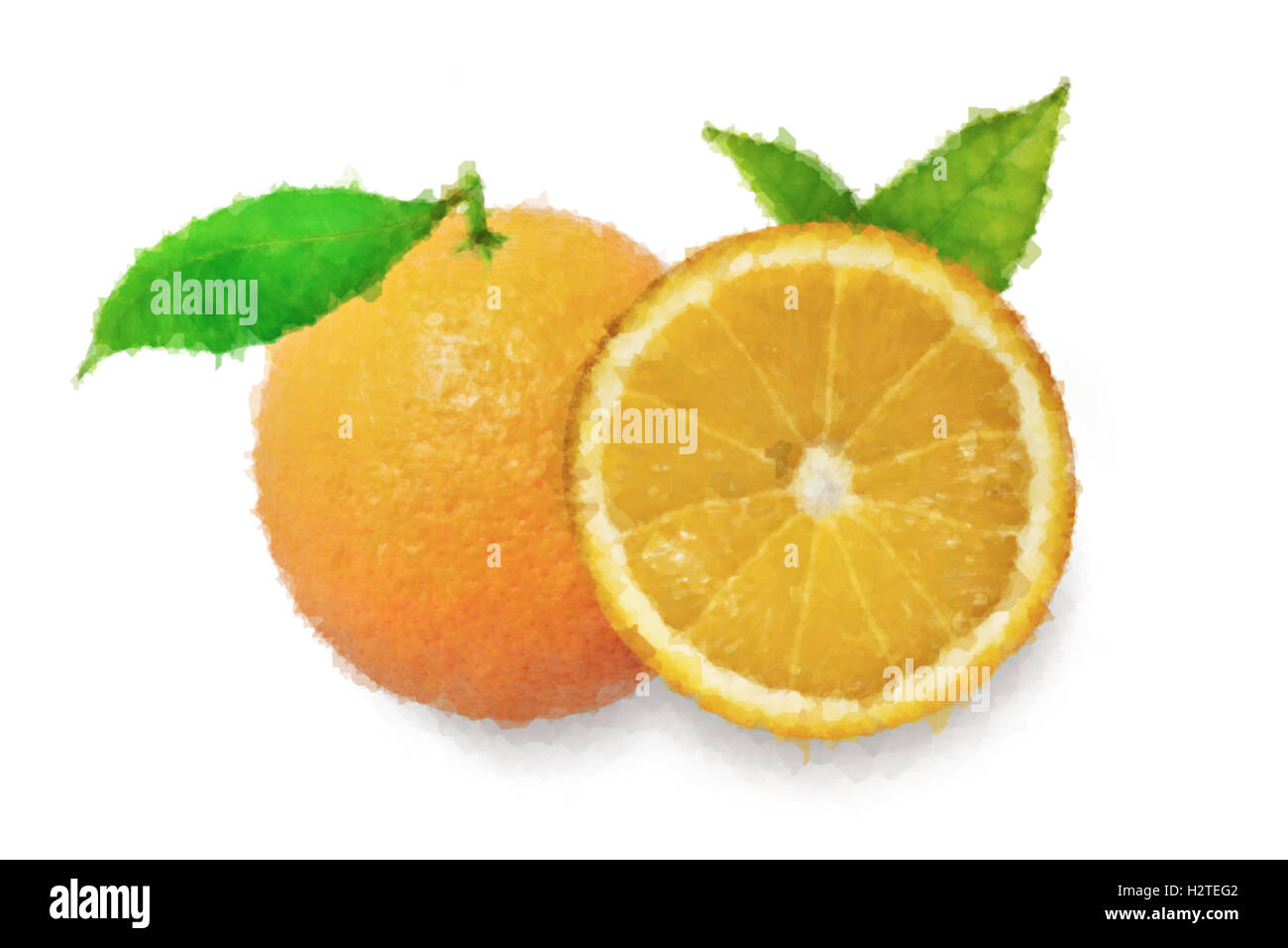 Aquarelle peinture orange sur fond blanc Banque D'Images