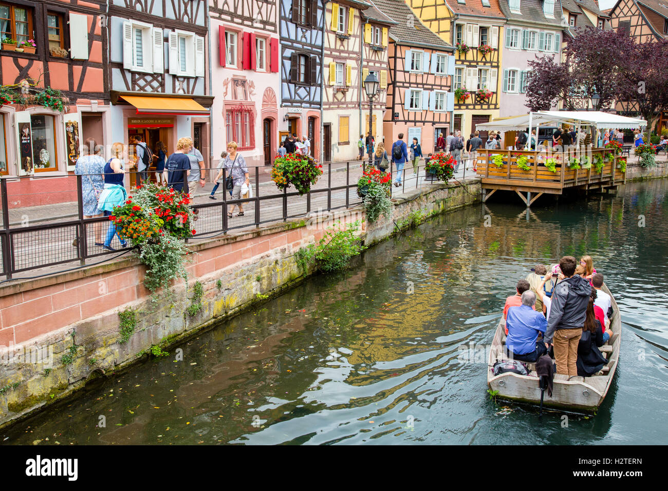Maisons à colombages dans 'la petite Venise', Colmar, Alsace, France Banque D'Images