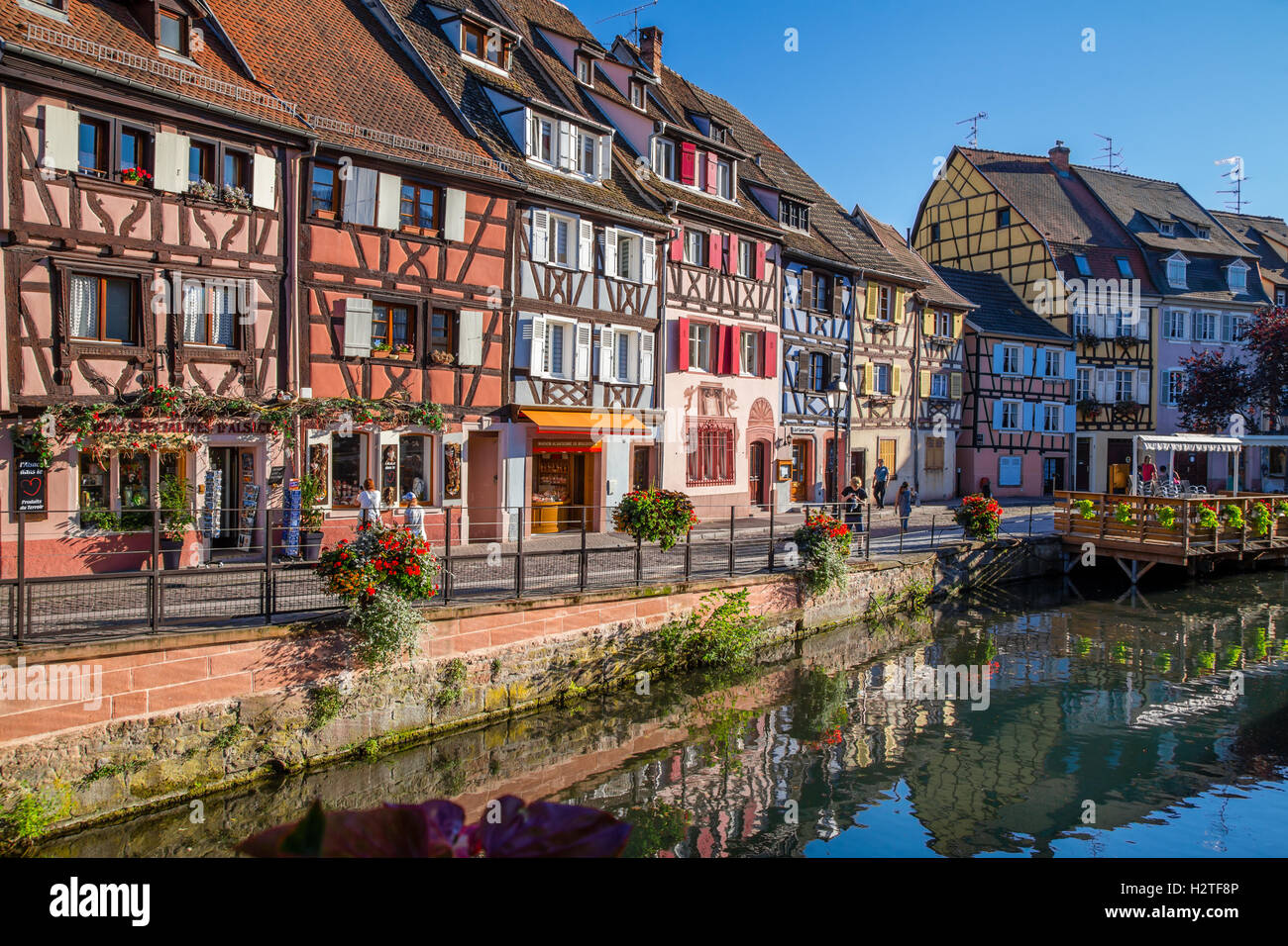 Maisons à colombages dans 'la petite Venise', Colmar, Alsace, France Banque D'Images