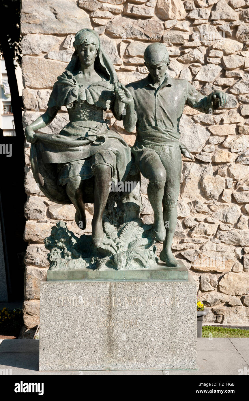 Couple dansant Statue - Andorre Banque D'Images