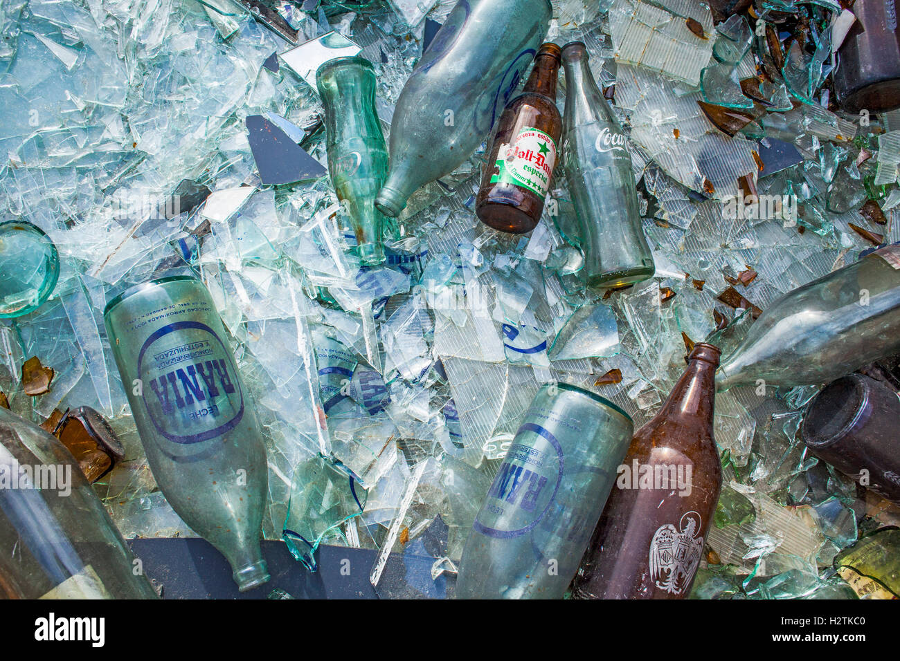 Stockage des bouteilles en verre à recycler, centre de recyclage Photo  Stock - Alamy