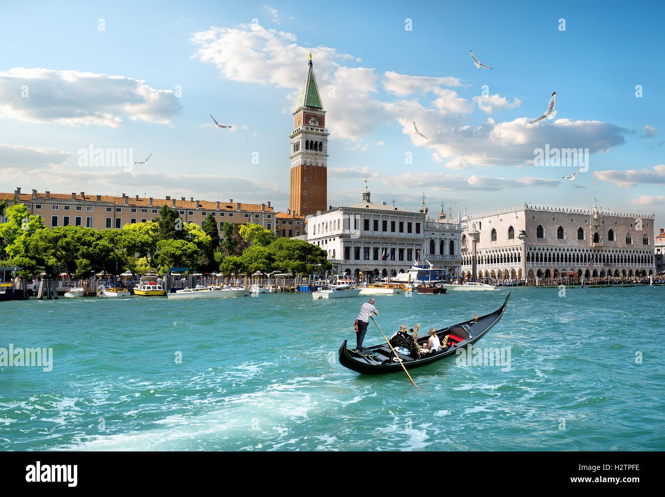 Campanile di San Marco et le Grand Canal à Venise, Italie Banque D'Images