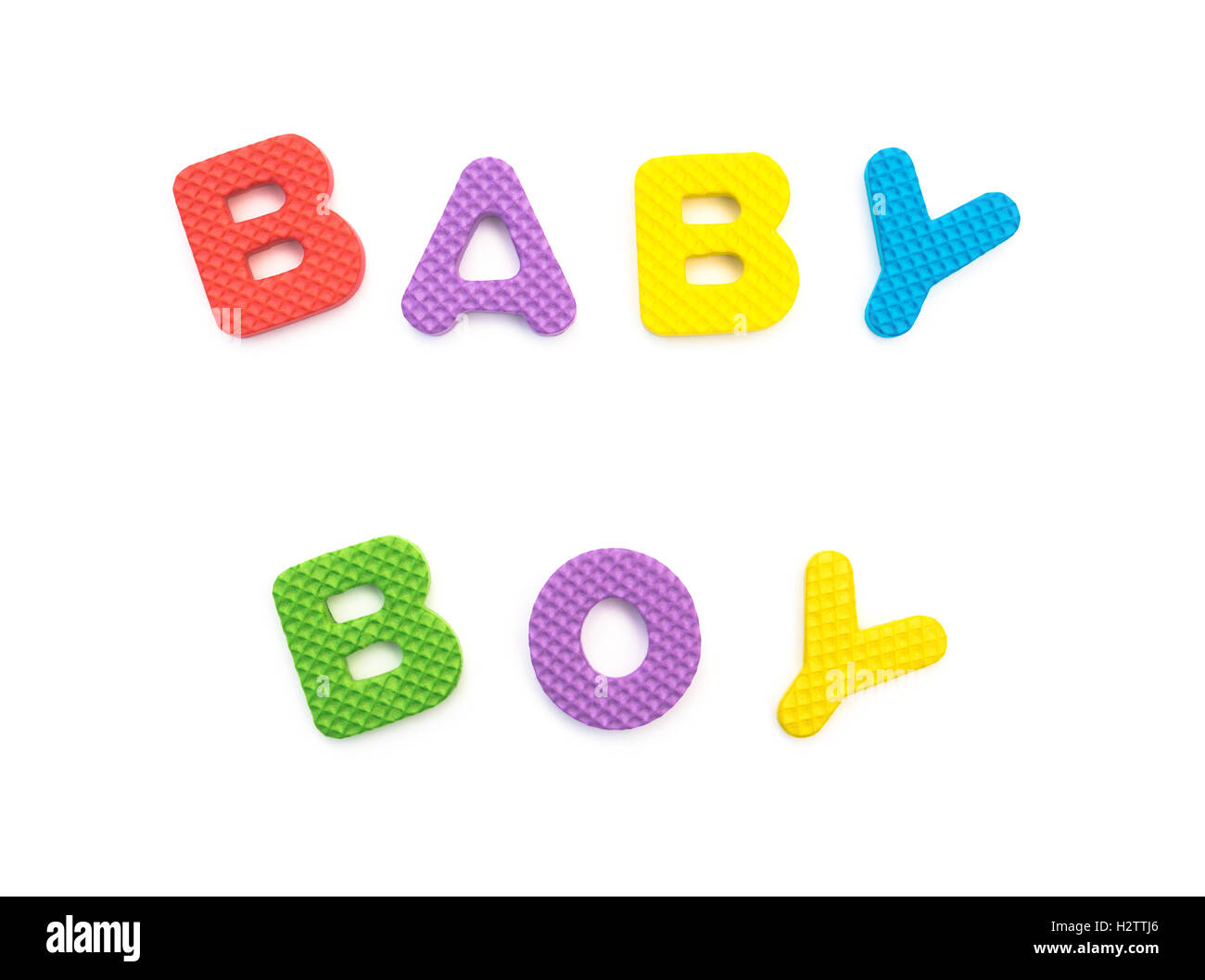 Parole de bébé garçon façonné par l'alphabet puzzles on white Banque D'Images