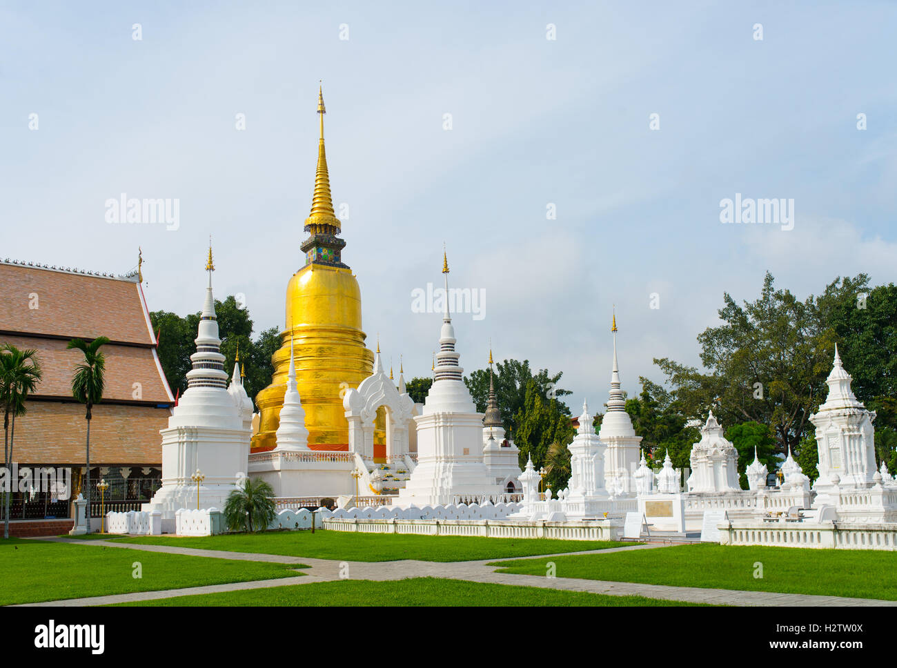 La pagode d'or de Wat suandok temple, Chiang Mai, Thaïlande. Banque D'Images