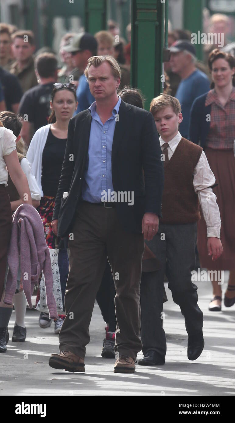 Réalisateur Christopher Nolan en laissant l'ensemble de "unkirk' avec : Christopher Nolan Où : Royaume-Uni : 25 Juil 2016 Quand Banque D'Images