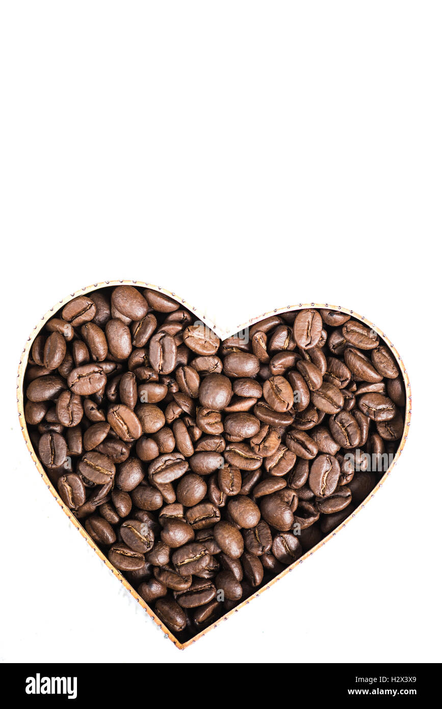 Amoureux de café concept avec le symbole de coeur Banque D'Images