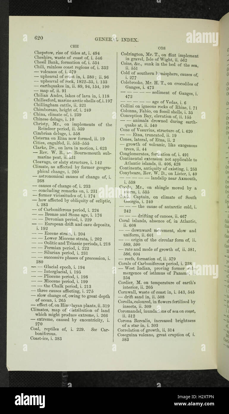 Ce texte sur la géologie fournit une explication approfondie des principes régissant la structure de la Terre et les processus qui la façonnent. La page 620 couvre des sujets clés tels que la formation des roches, le mouvement des plaques tectoniques et les phénomènes géologiques observés dans le monde naturel. Banque D'Images