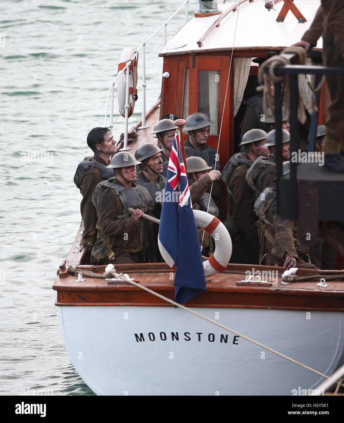 Christopher Nolan continue de filmer le film à Dunkerque port de Weymouth. Doté d''atmosphère : où : Weymouth, Royaume-Uni 28 Juillet 2016 Quand : Banque D'Images