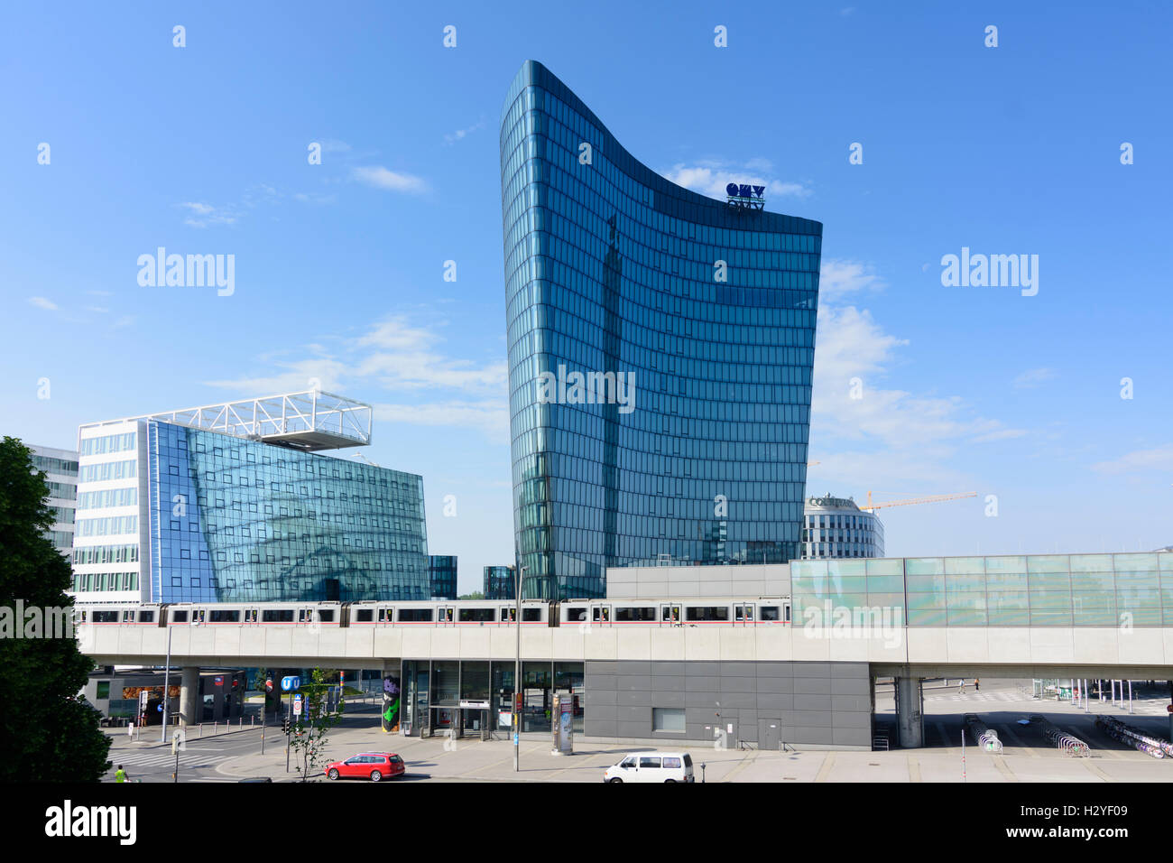 Wien, Vienne : Bureau et résidentiel 'Viertel Zwei' , l'OMV siège social , Metro, 02, Wien, Autriche. Banque D'Images