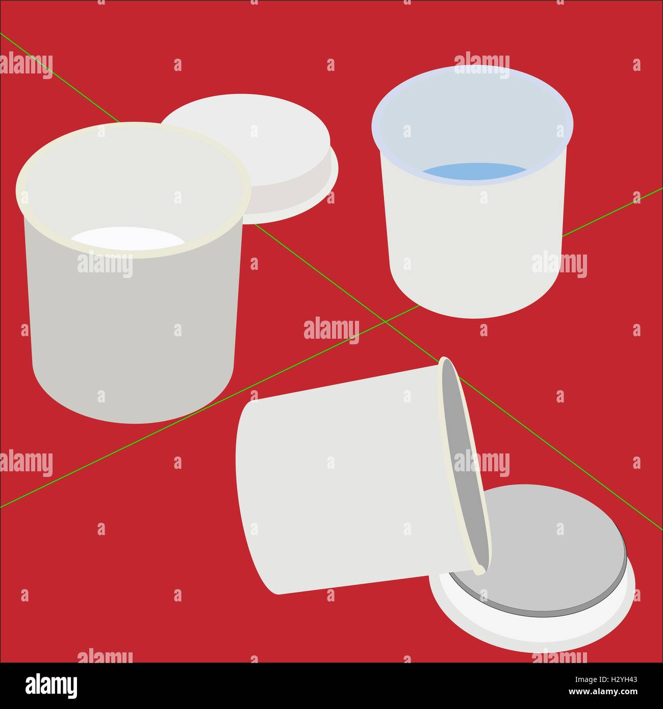 L'ensemble de peintures à la gouache dans la bombe sur fond rouge Illustration de Vecteur