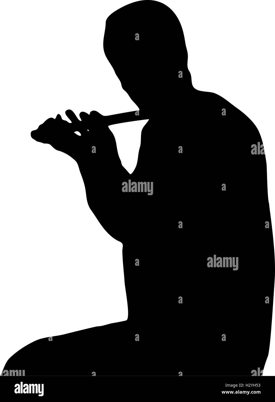 La silhouette jouant d'une flûte Illustration de Vecteur