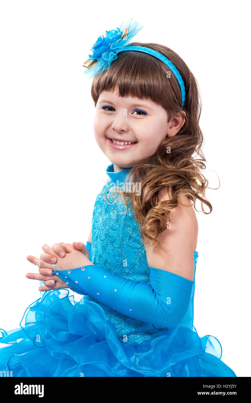 Portrait of cute smiling little girl en robes de princesse Photo Stock