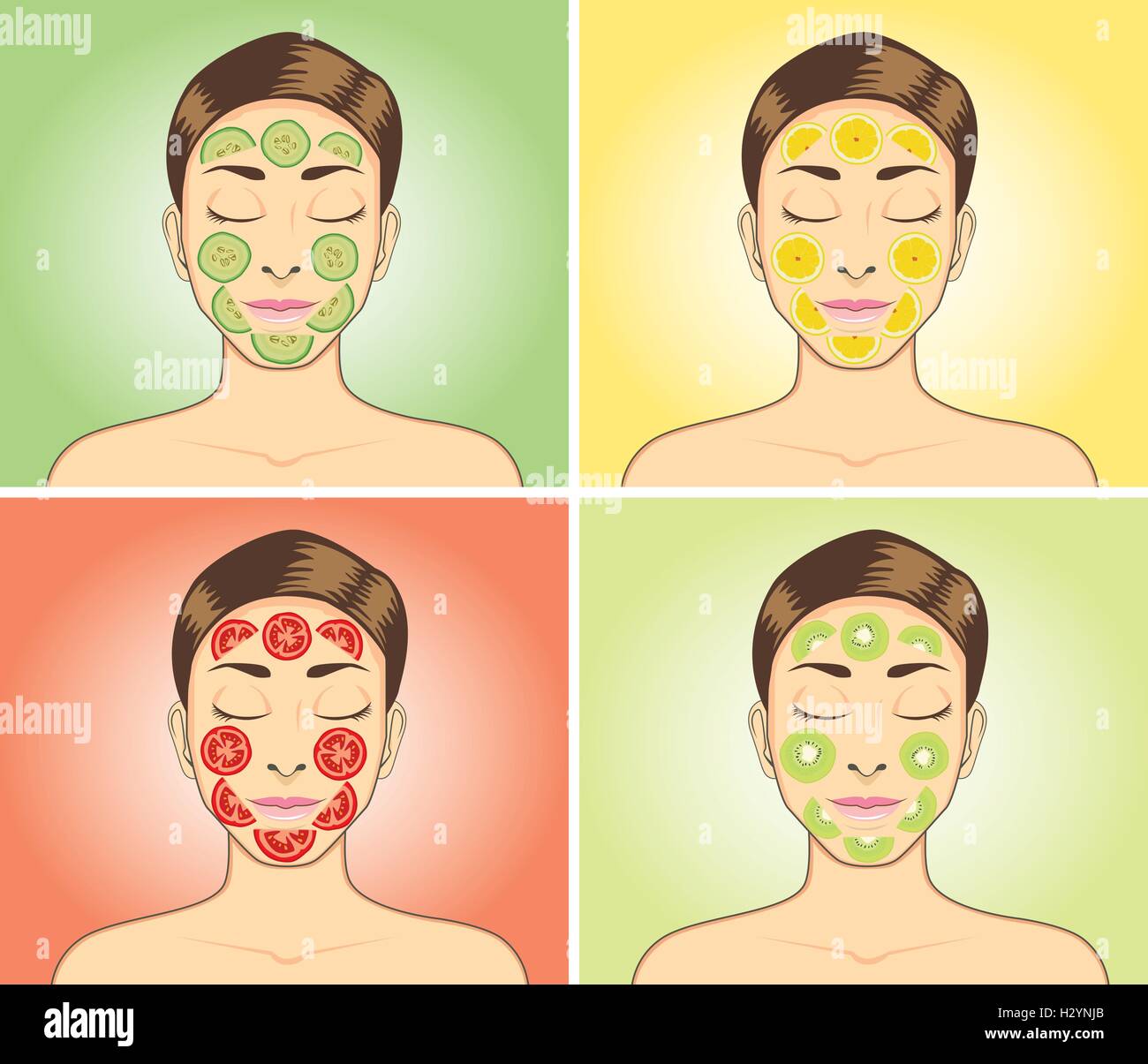 Le traitement du visage avec des fruits Illustration de Vecteur