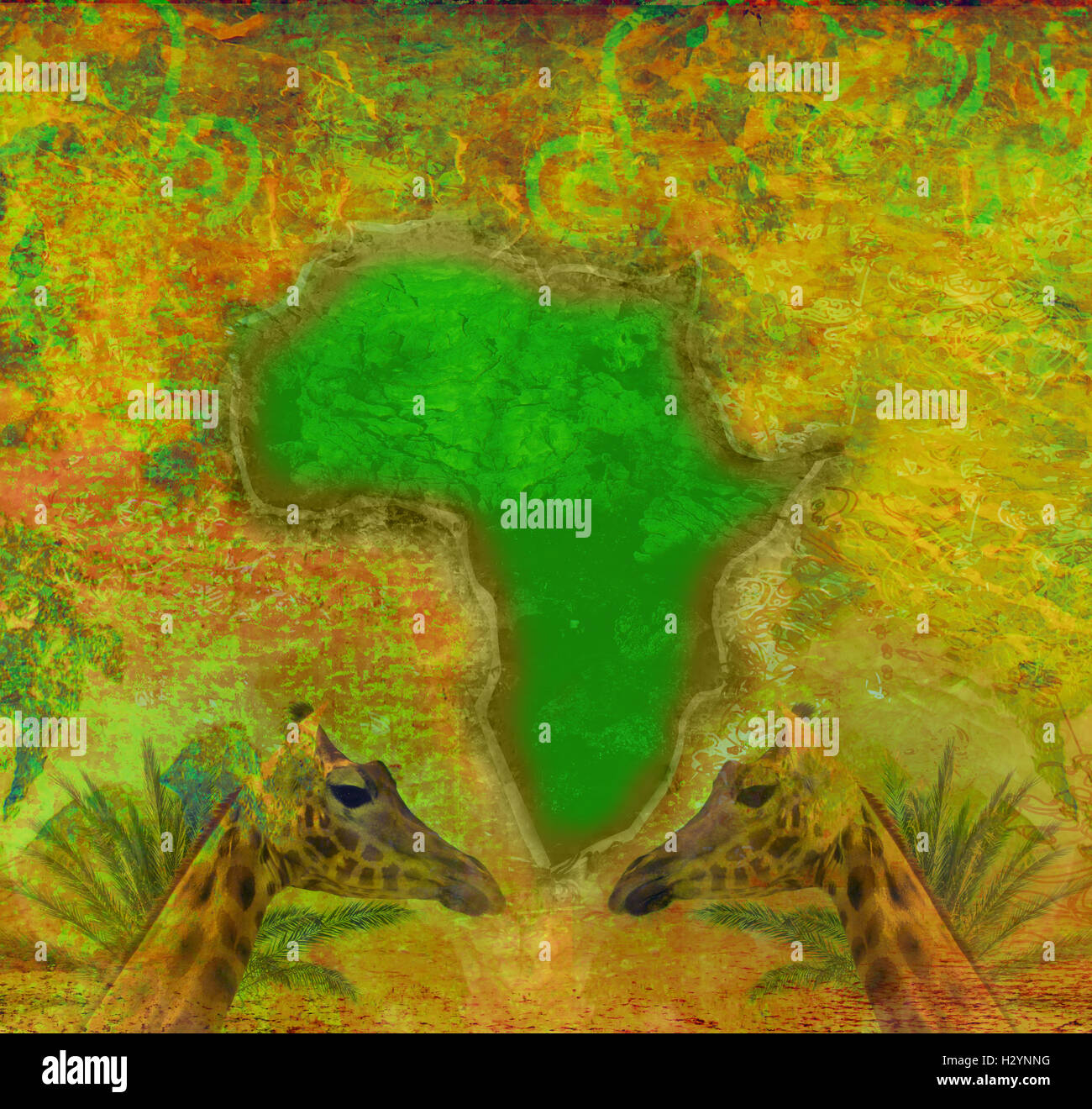 Grunge background avec continent de l'Afrique Banque D'Images