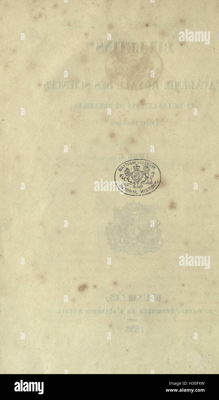 Bulletins de l'Académie royale des sciences, des lettres et des beaux-arts de Belgique BHL26 Banque D'Images