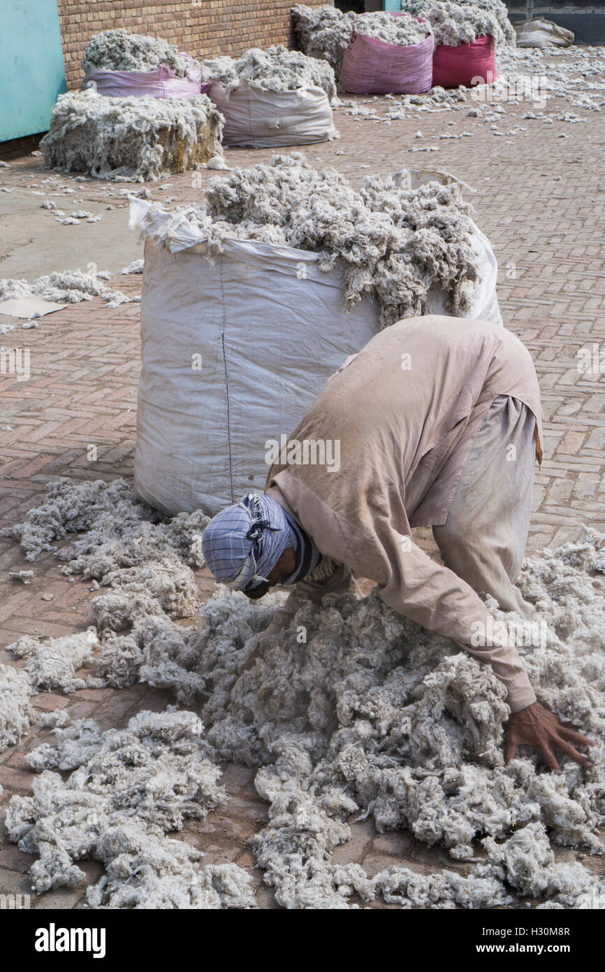 Pakistan Multan, ouvrière dans une filature de coton Banque D'Images